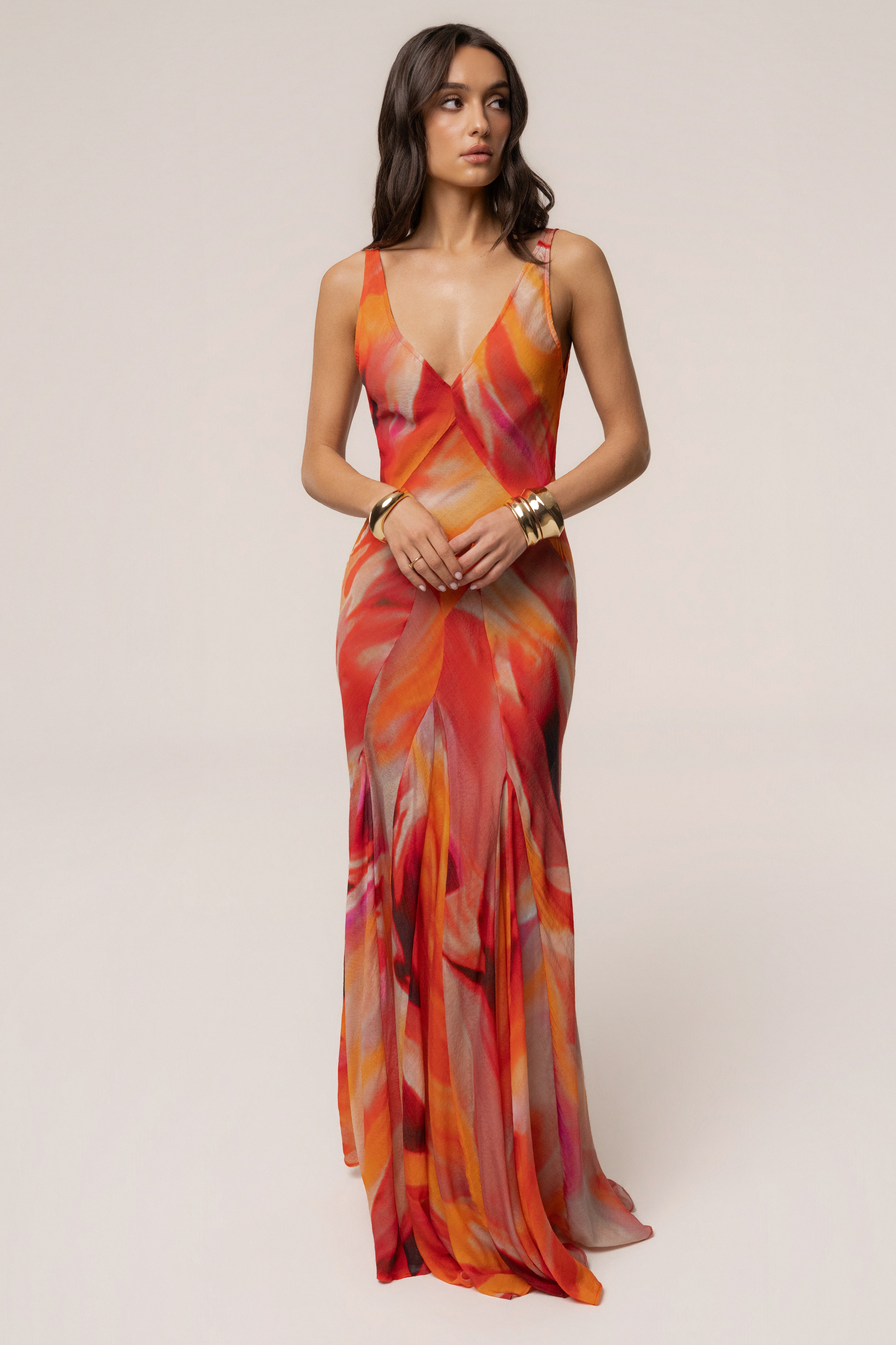 Red Prism Tide Maxi Dress - JLUXLABEL