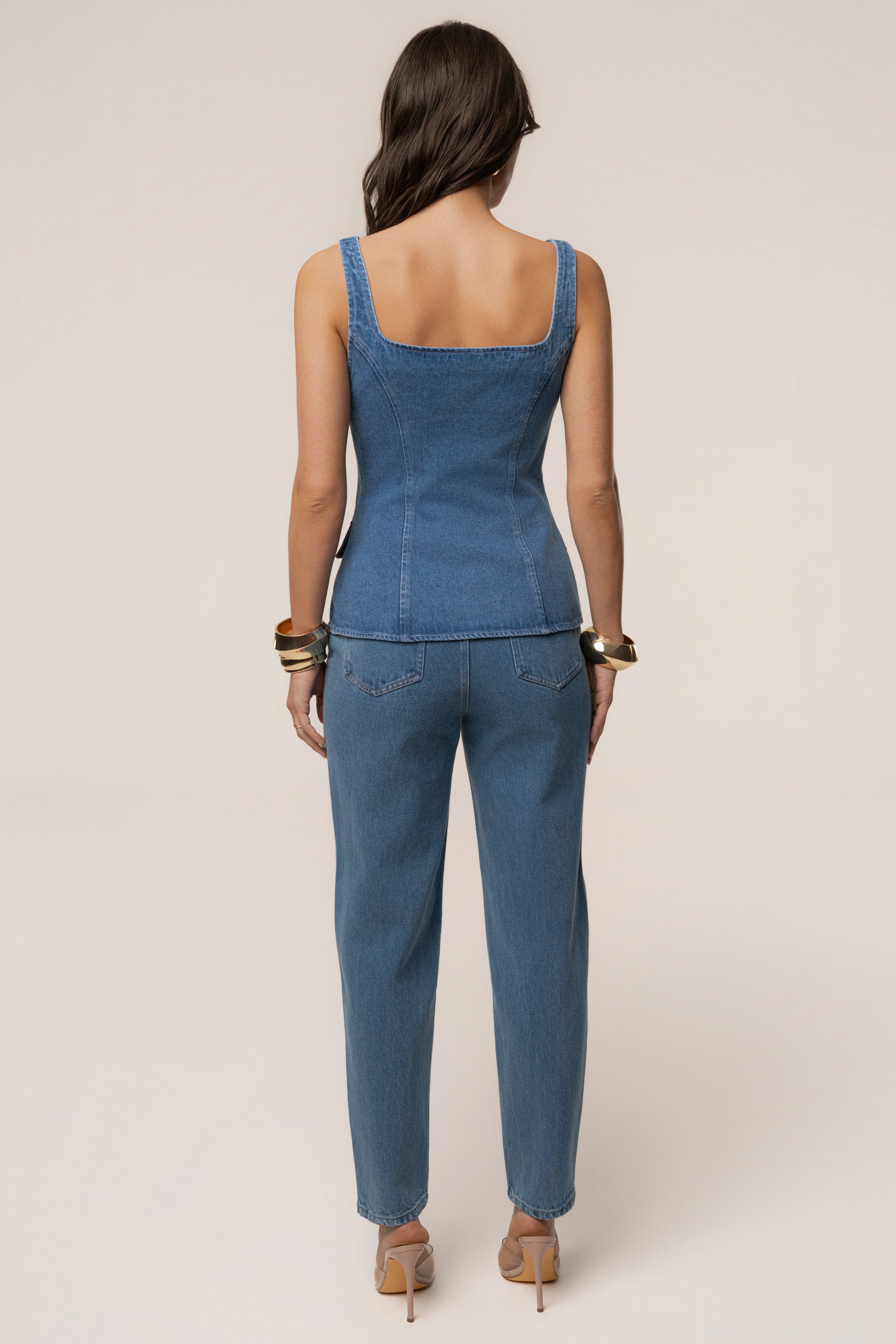 Medium Wash Step Forward Denim Top - JLUXLABEL