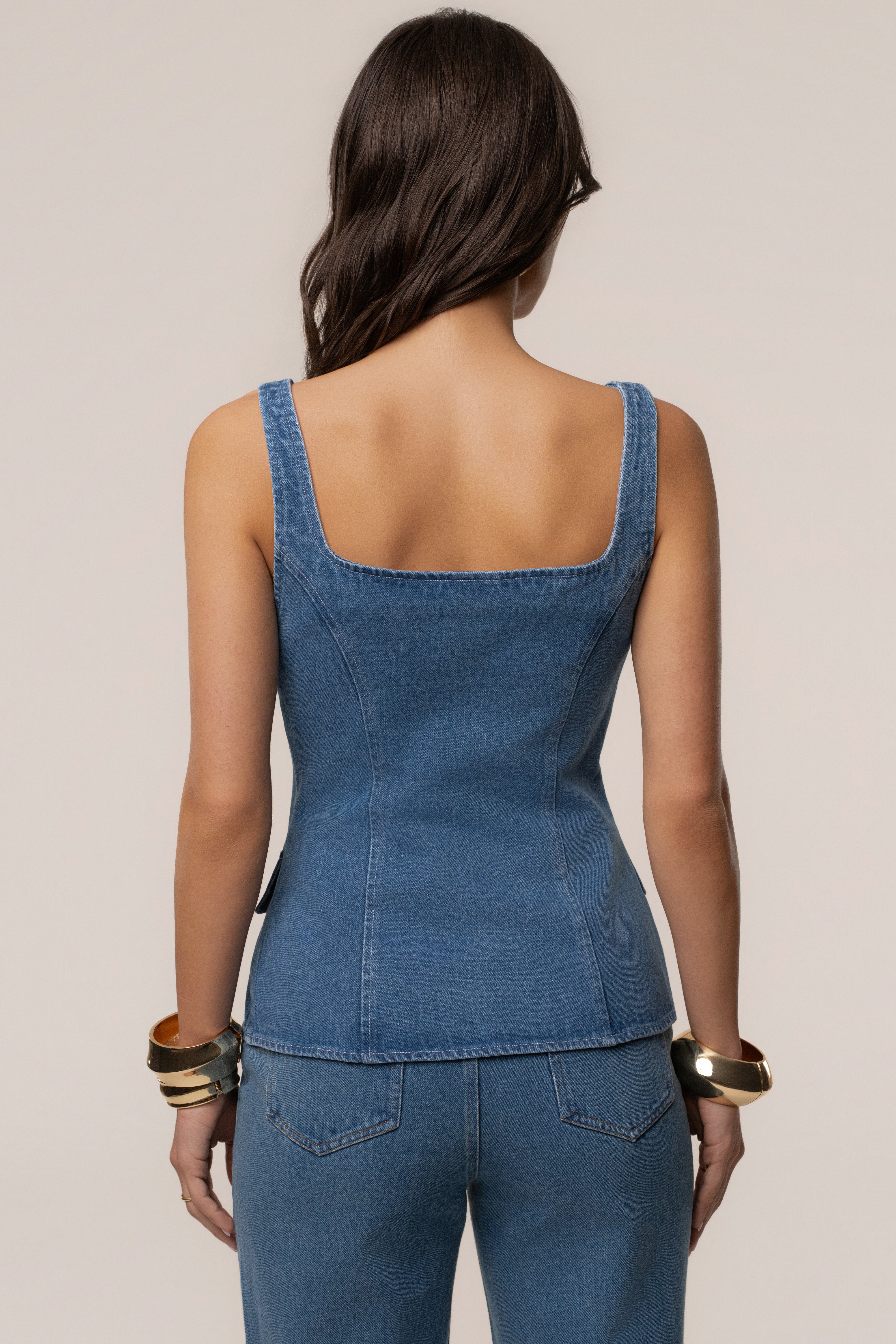 Medium Wash Step Forward Denim Top - JLUXLABEL