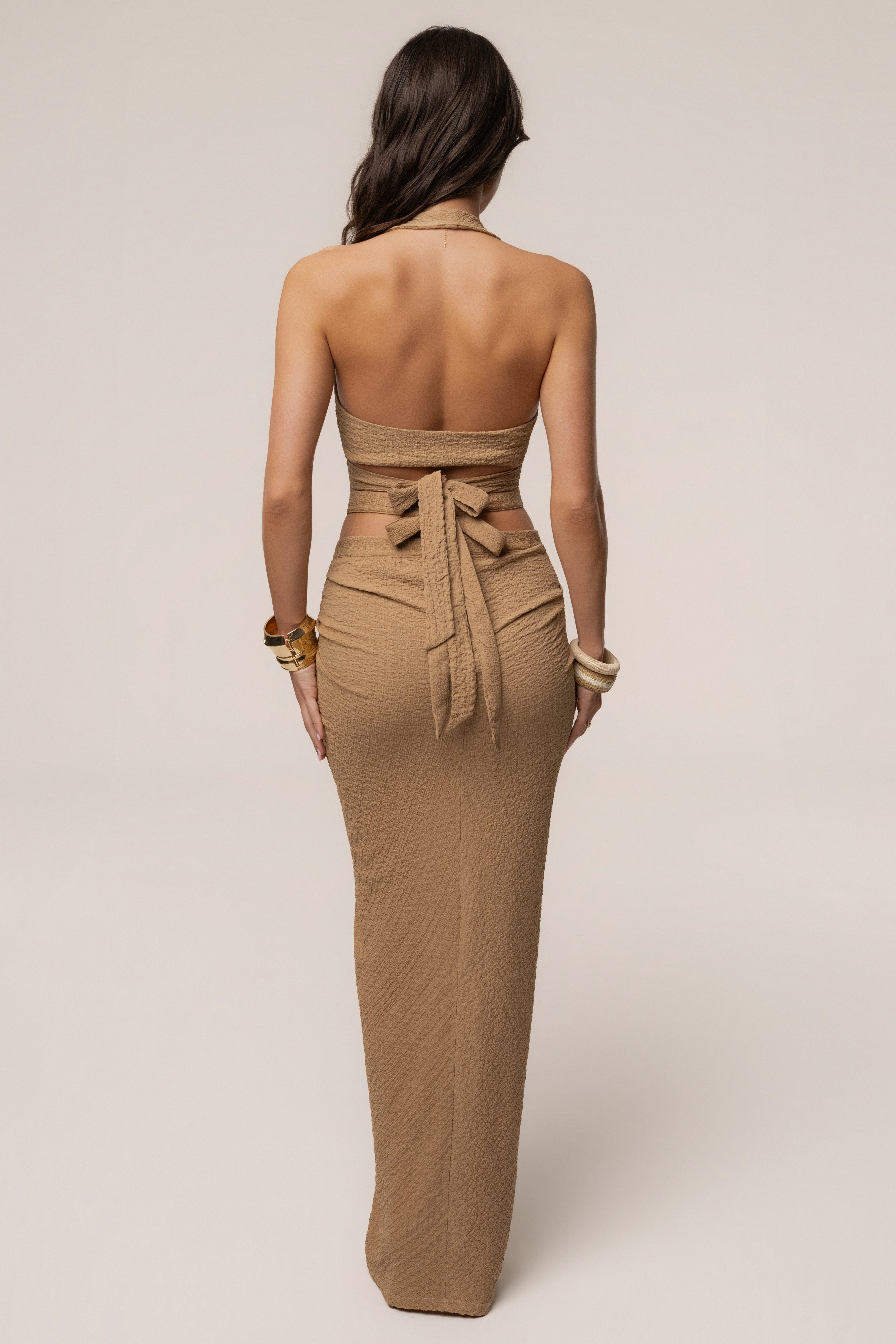 Beige Cabana Slit Maxi Skirt - JLUXLABEL