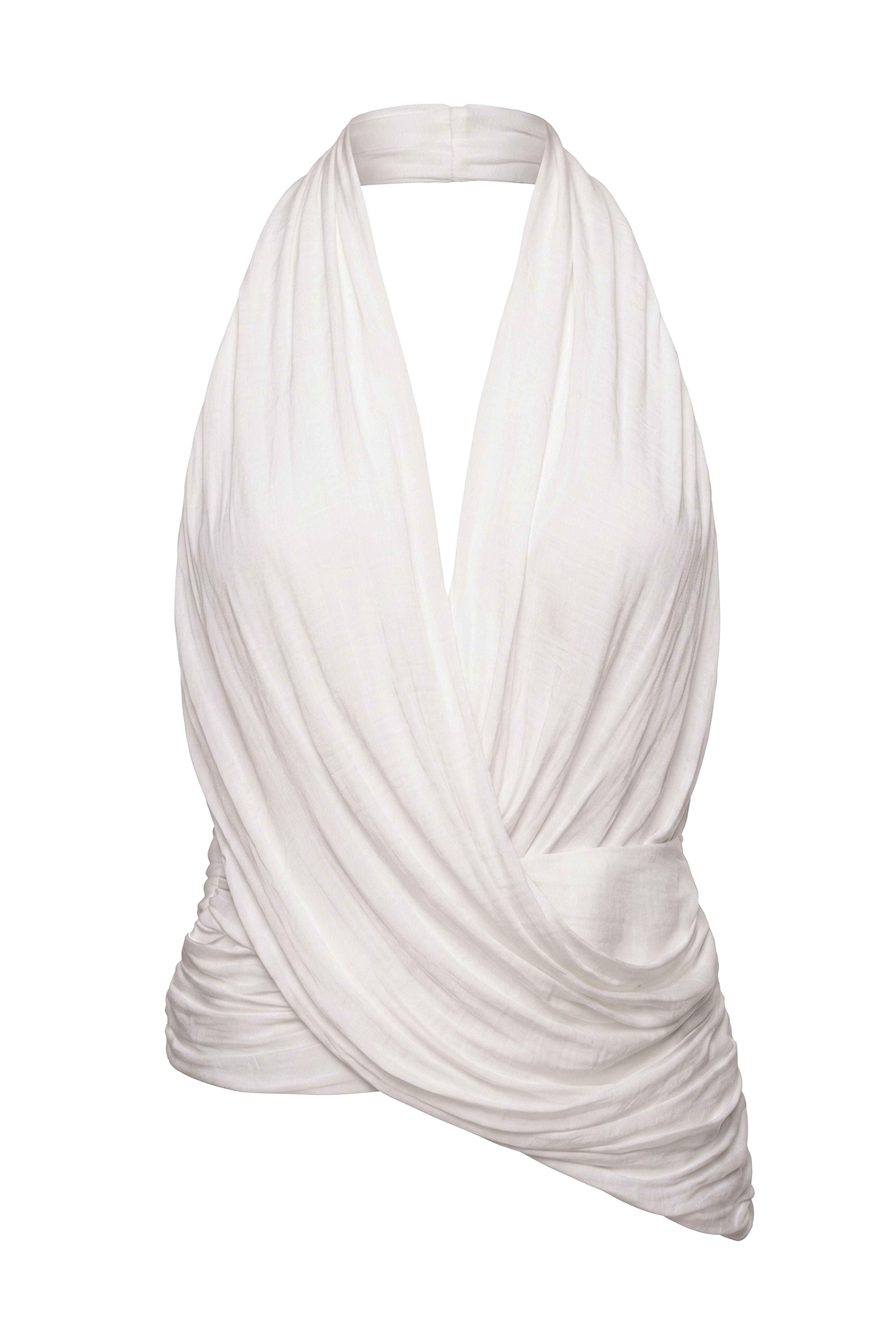 Ivory Villa Draped Halter Top - JLUXLABEL