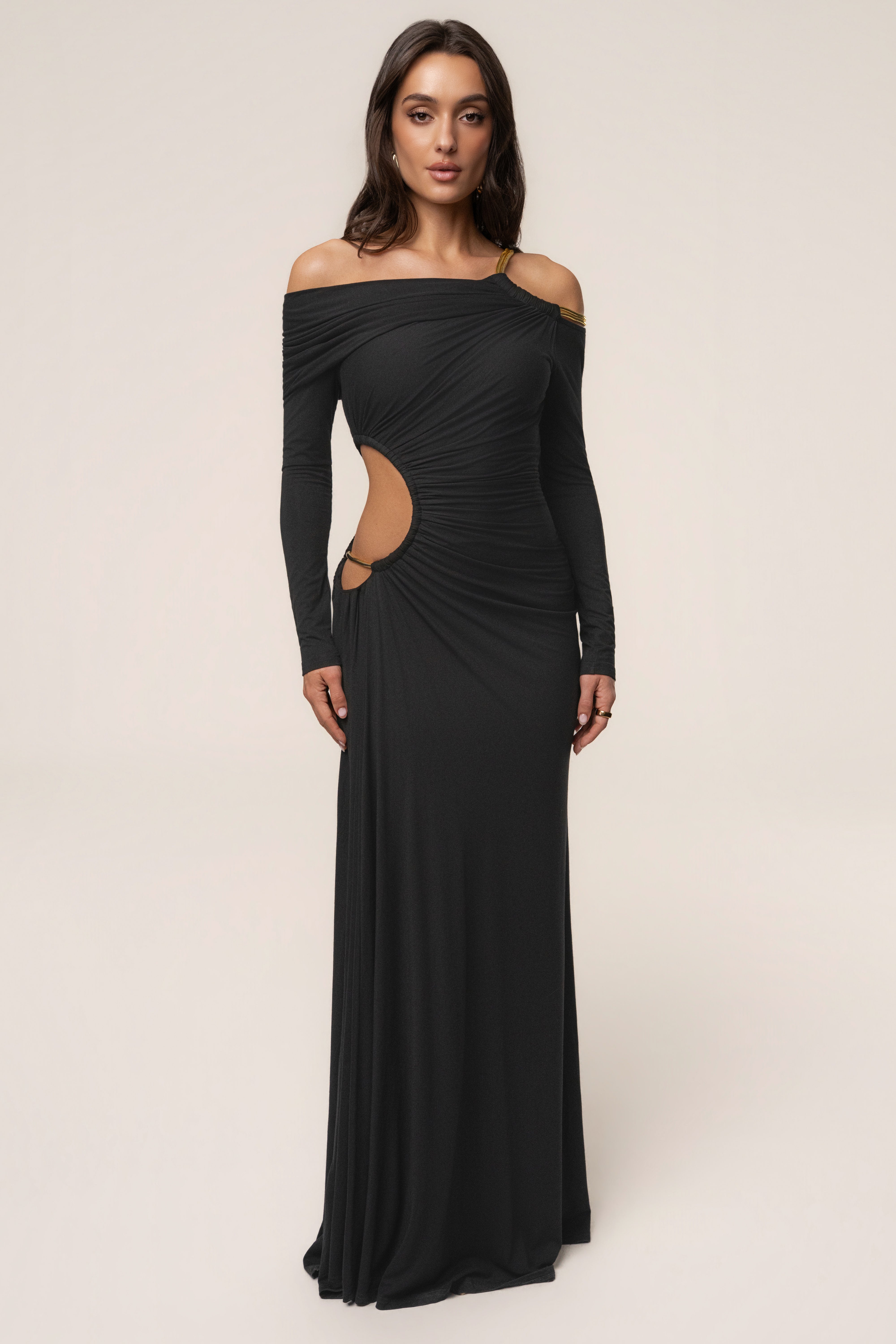Black Gilded Grace Maxi Dress - JLUXLABEL