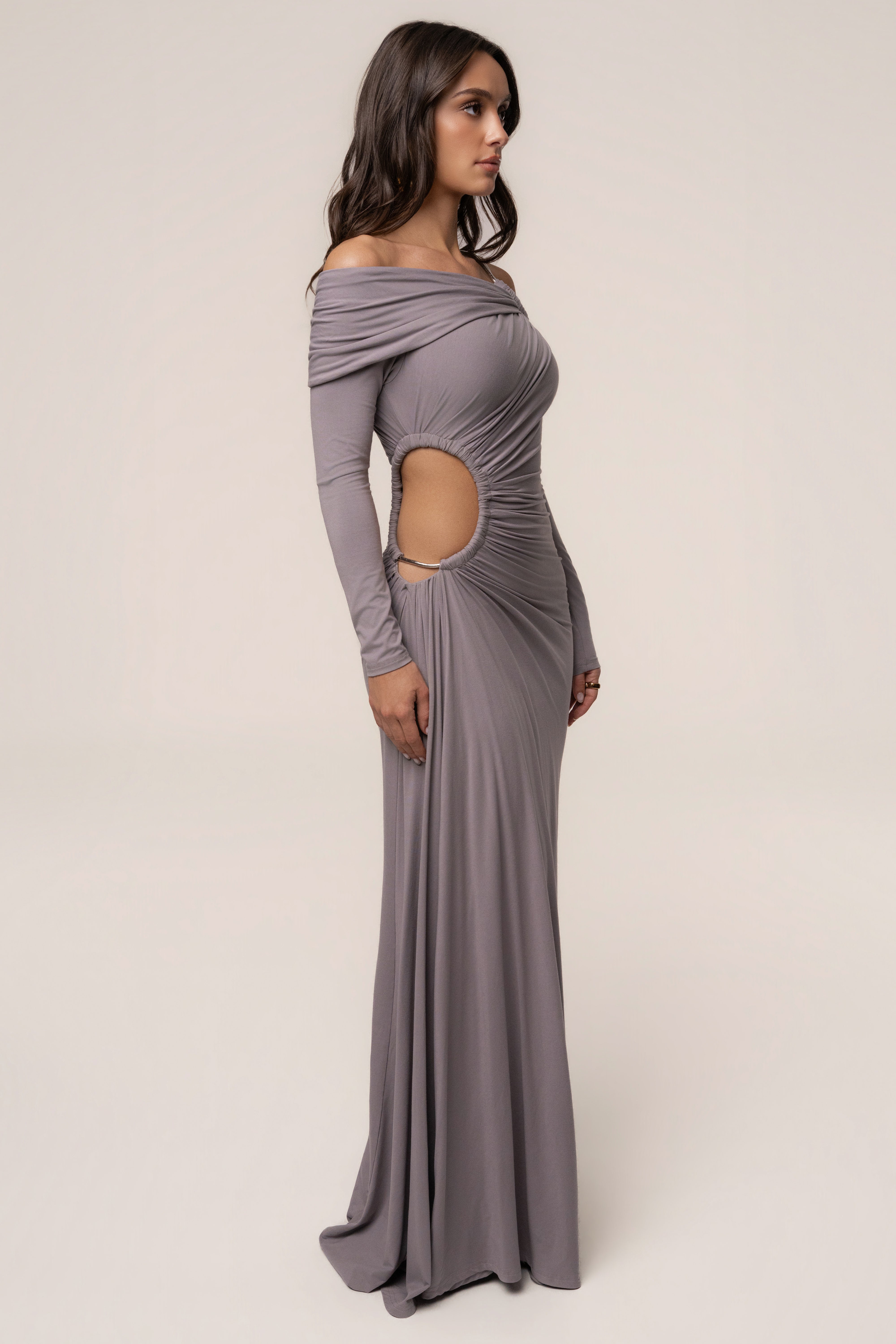 Grey Gilded Grace Maxi Dress - JLUXLABEL