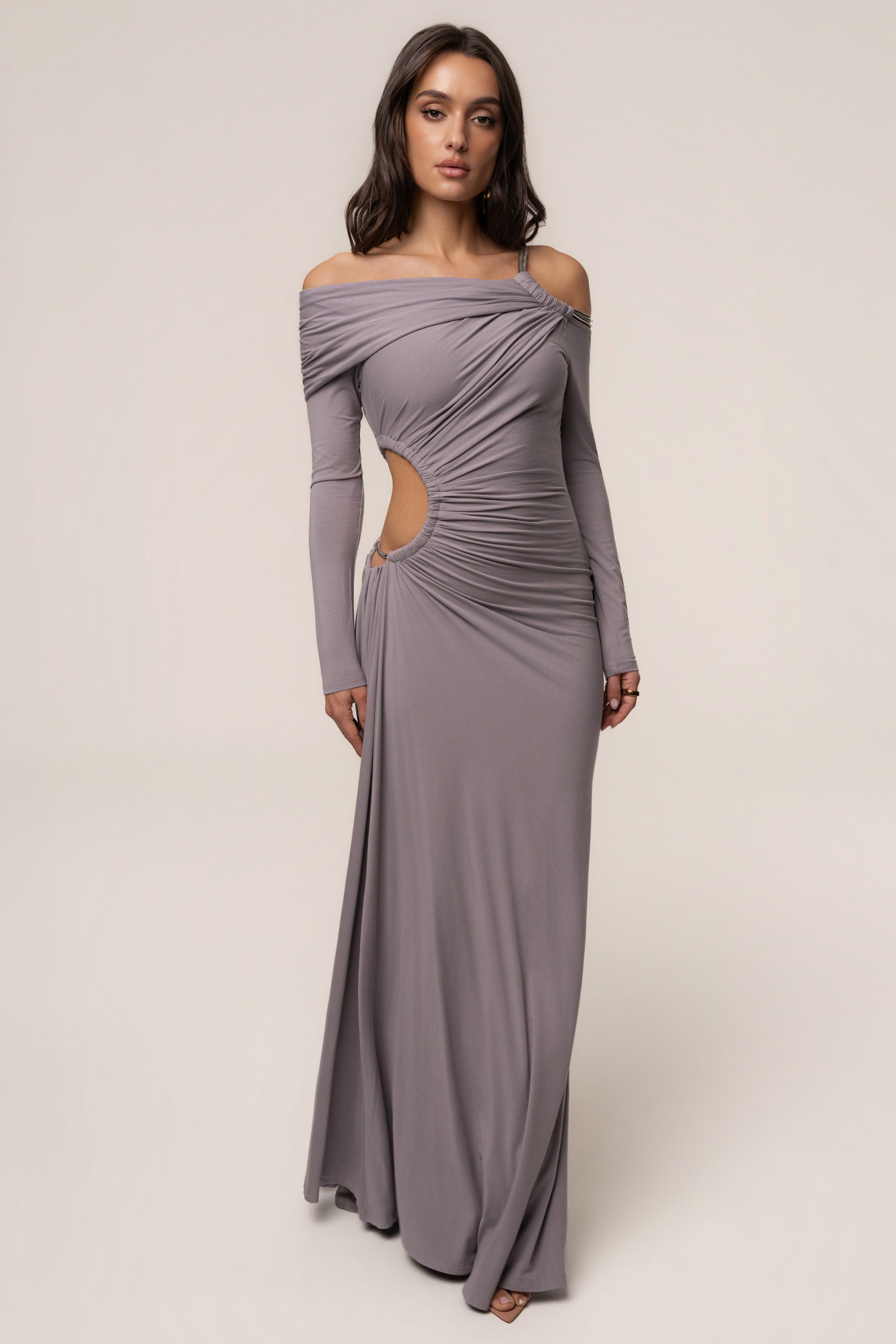 Grey Gilded Grace Maxi Dress - JLUXLABEL