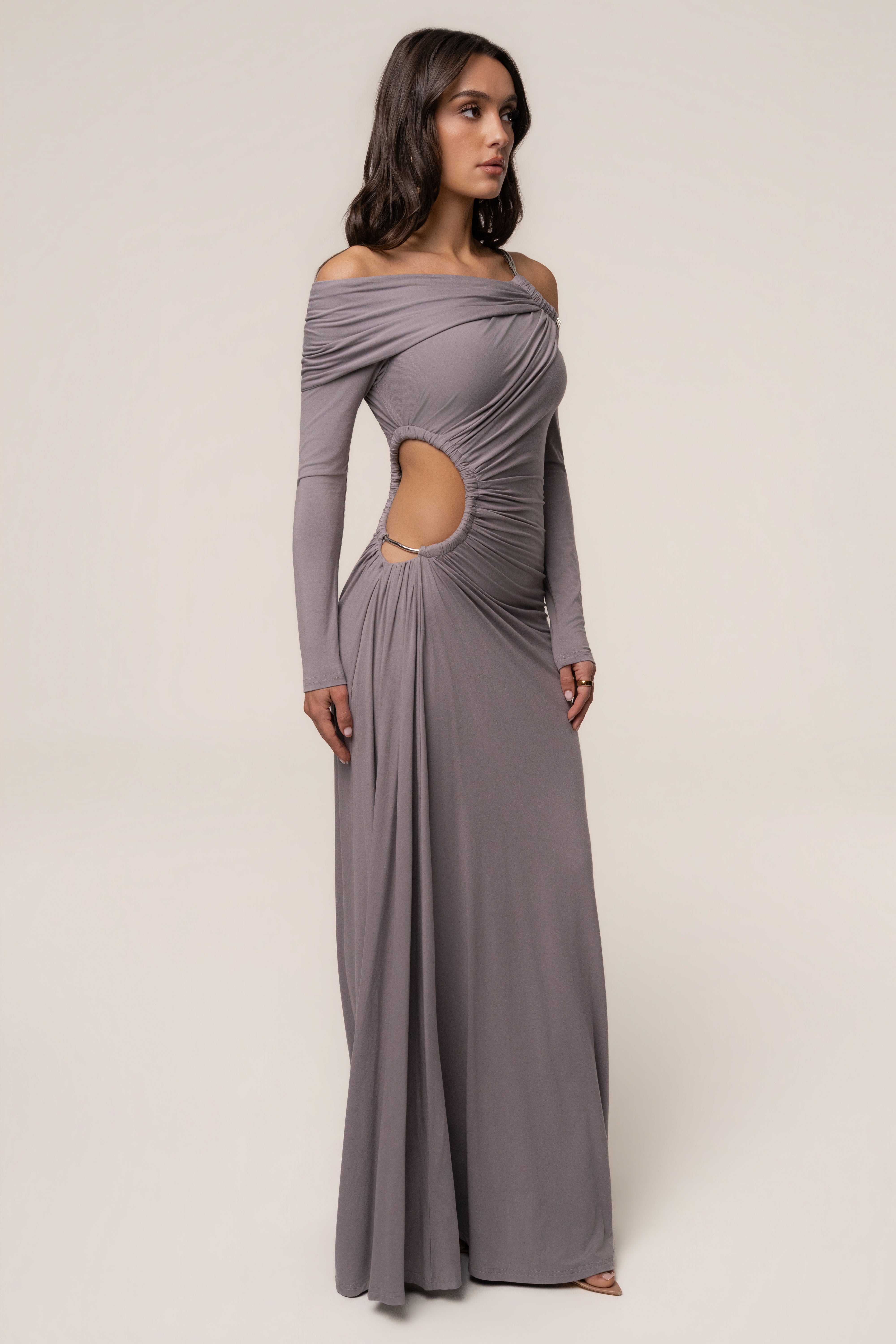 Grey Gilded Grace Maxi Dress - JLUXLABEL
