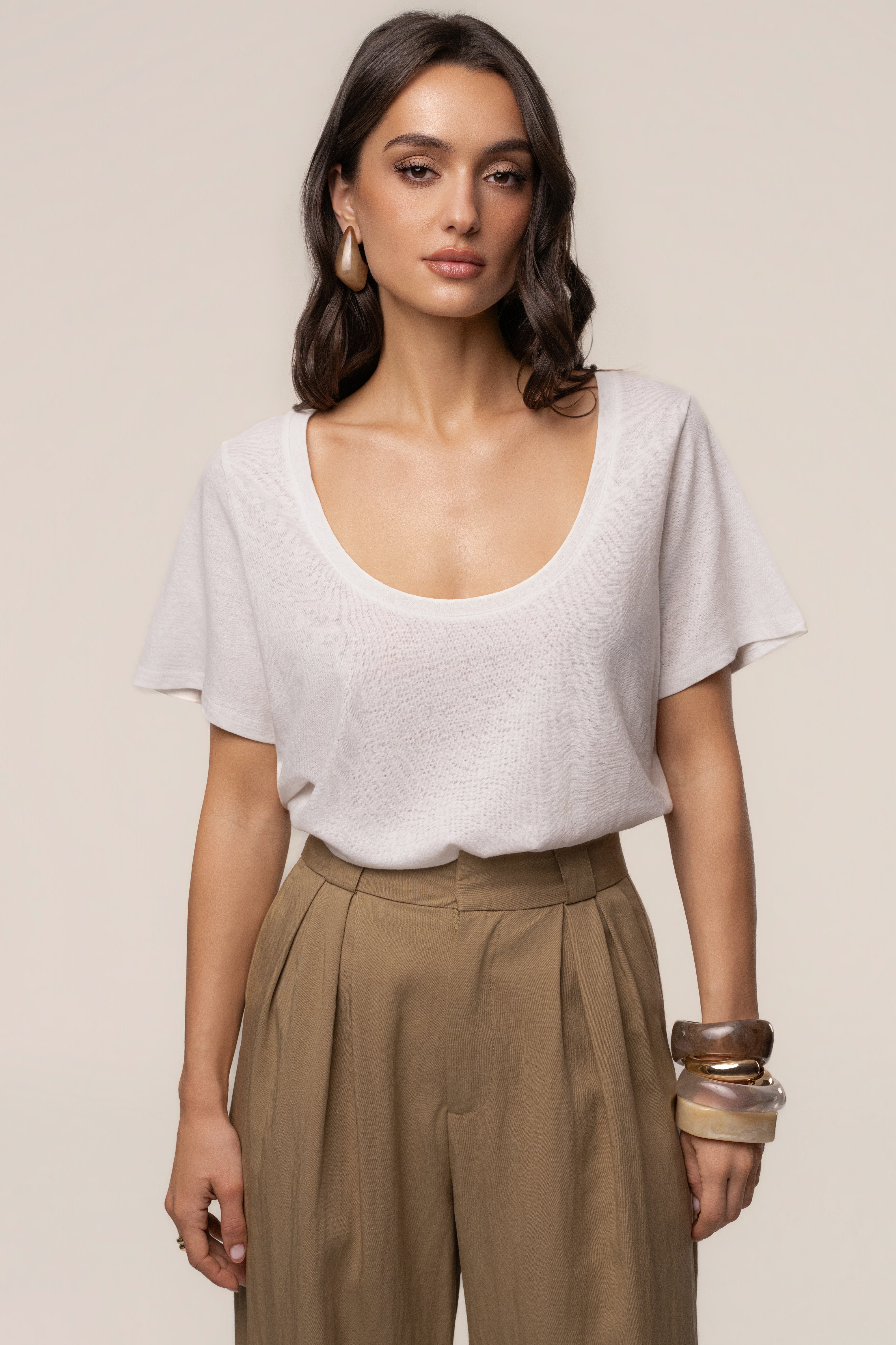 White At Ease Scoop Top - JLUXLABEL