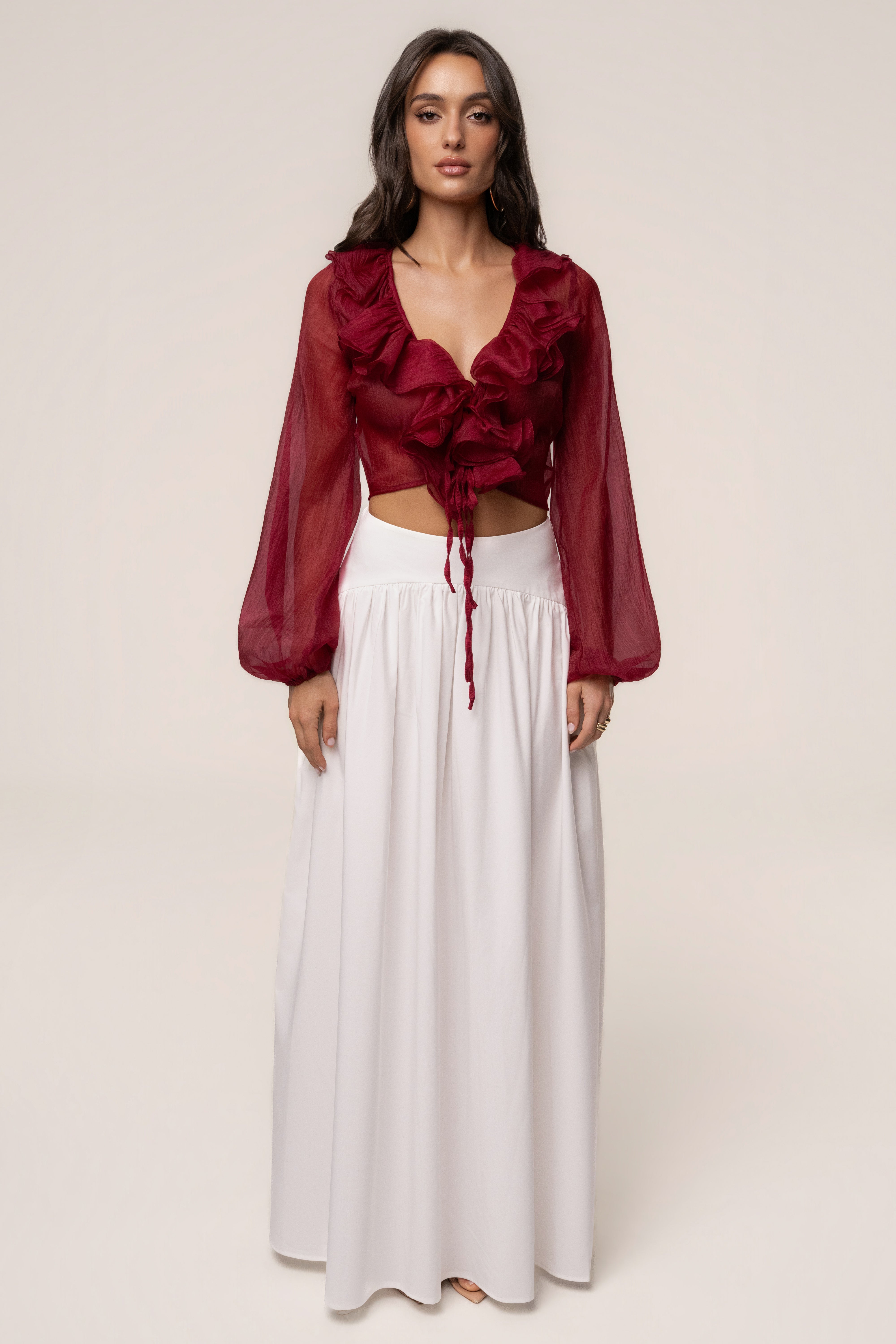 Berry Delilah Ruffled Top - JLUXLABEL