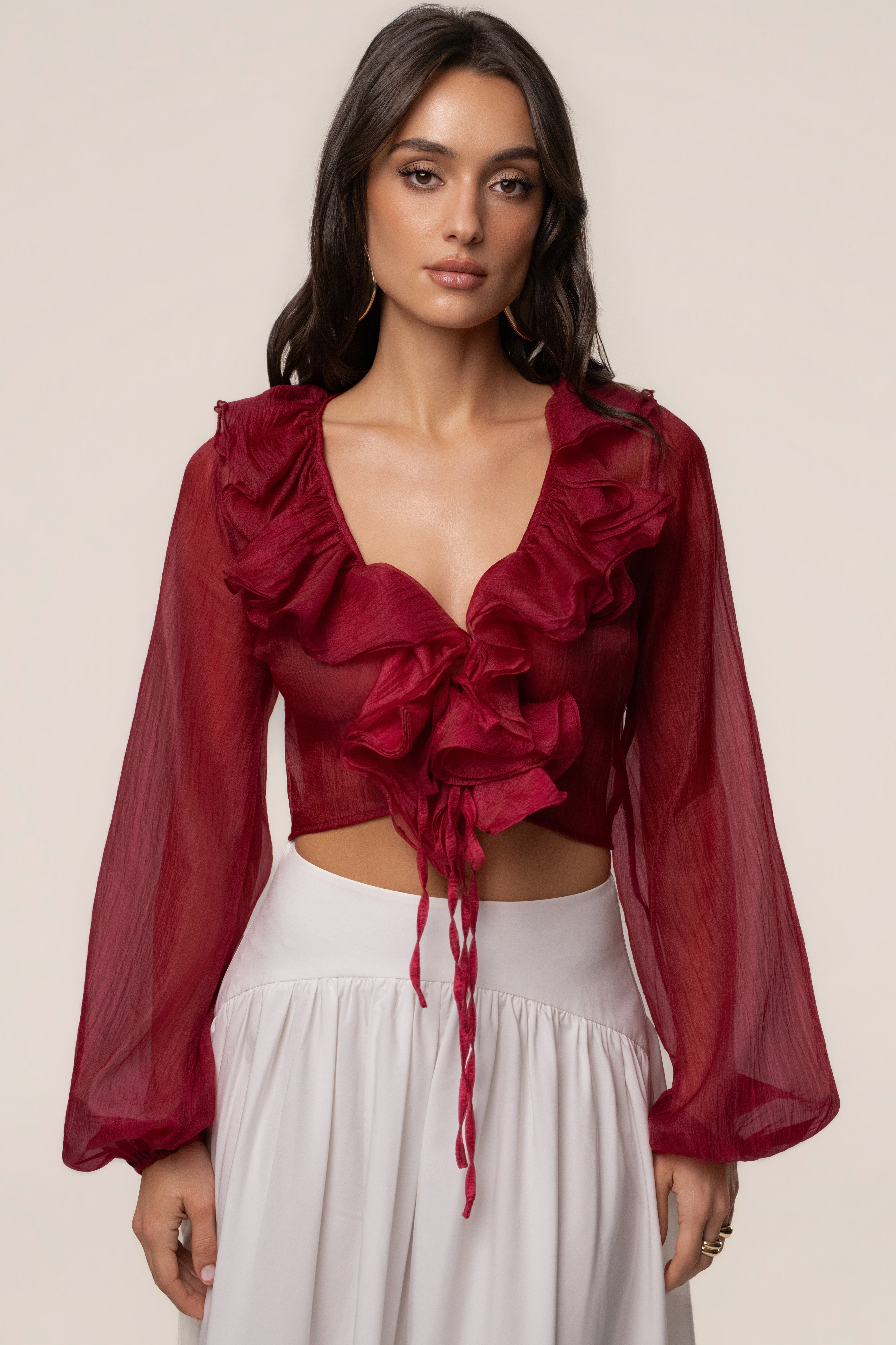 Berry Delilah Ruffled Top | JLUXLABEL