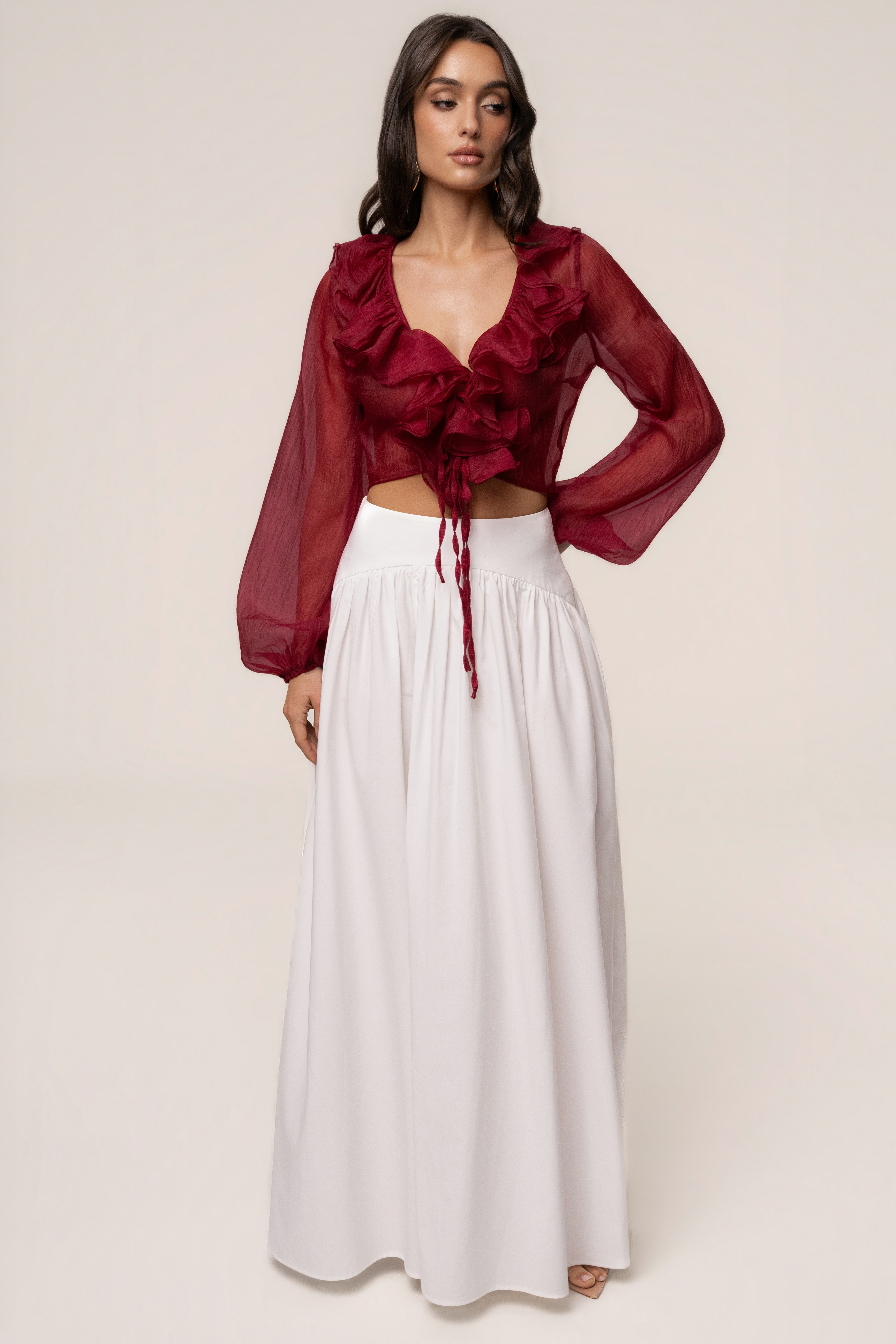 Berry Delilah Ruffled Top - JLUXLABEL