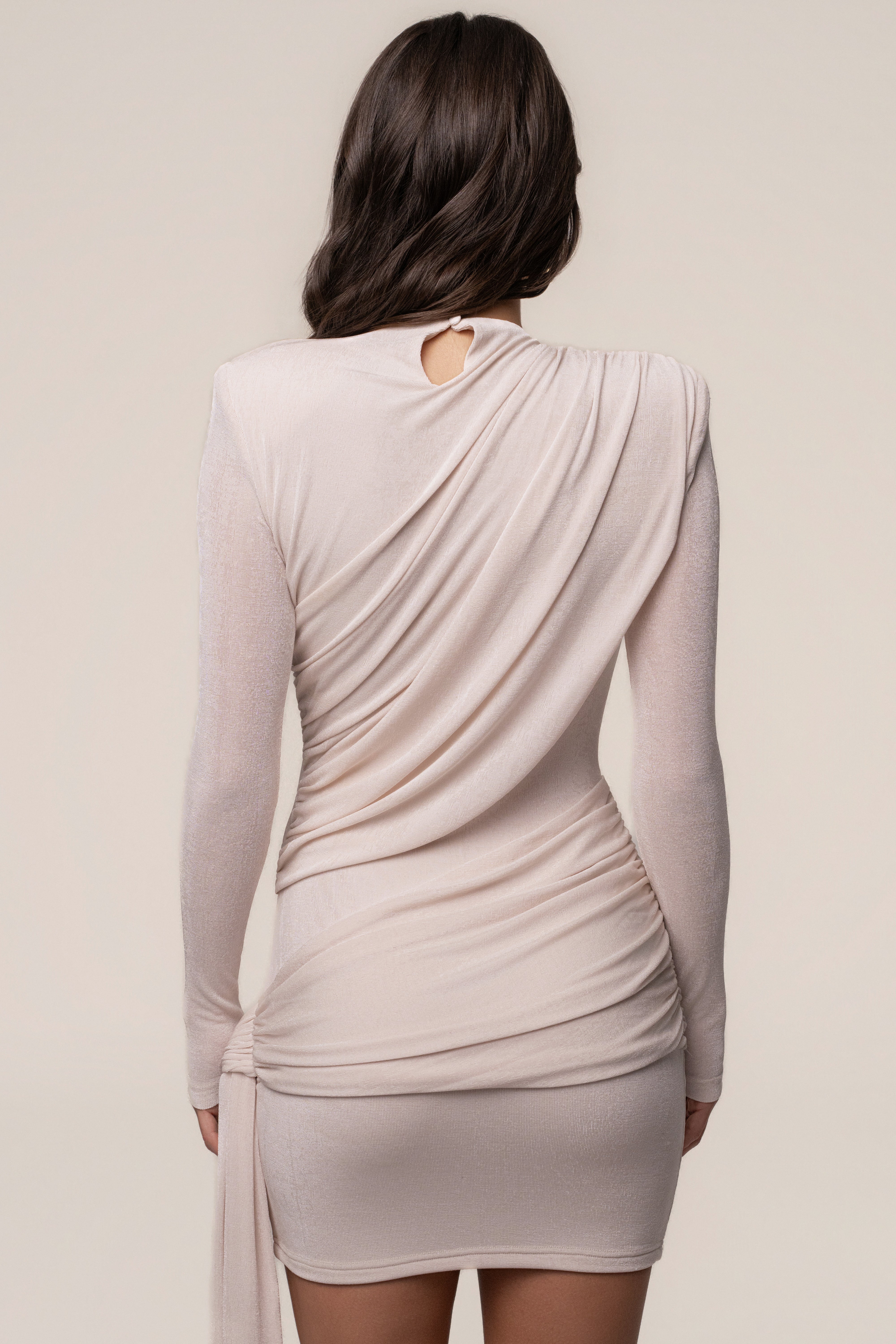 Ivory Moments Draped Mini Dress - JLUXLABEL