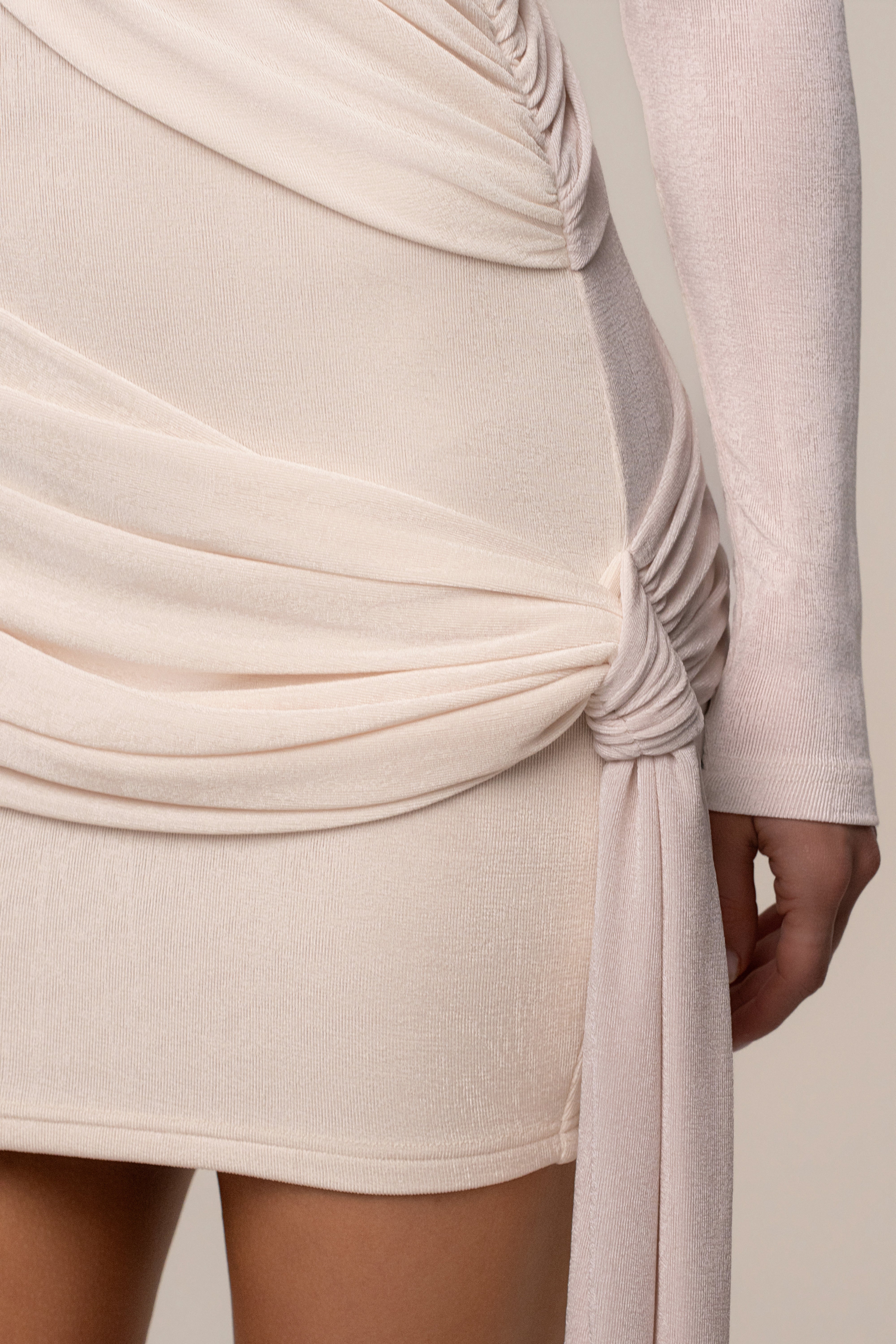 Ivory Moments Draped Mini Dress - JLUXLABEL