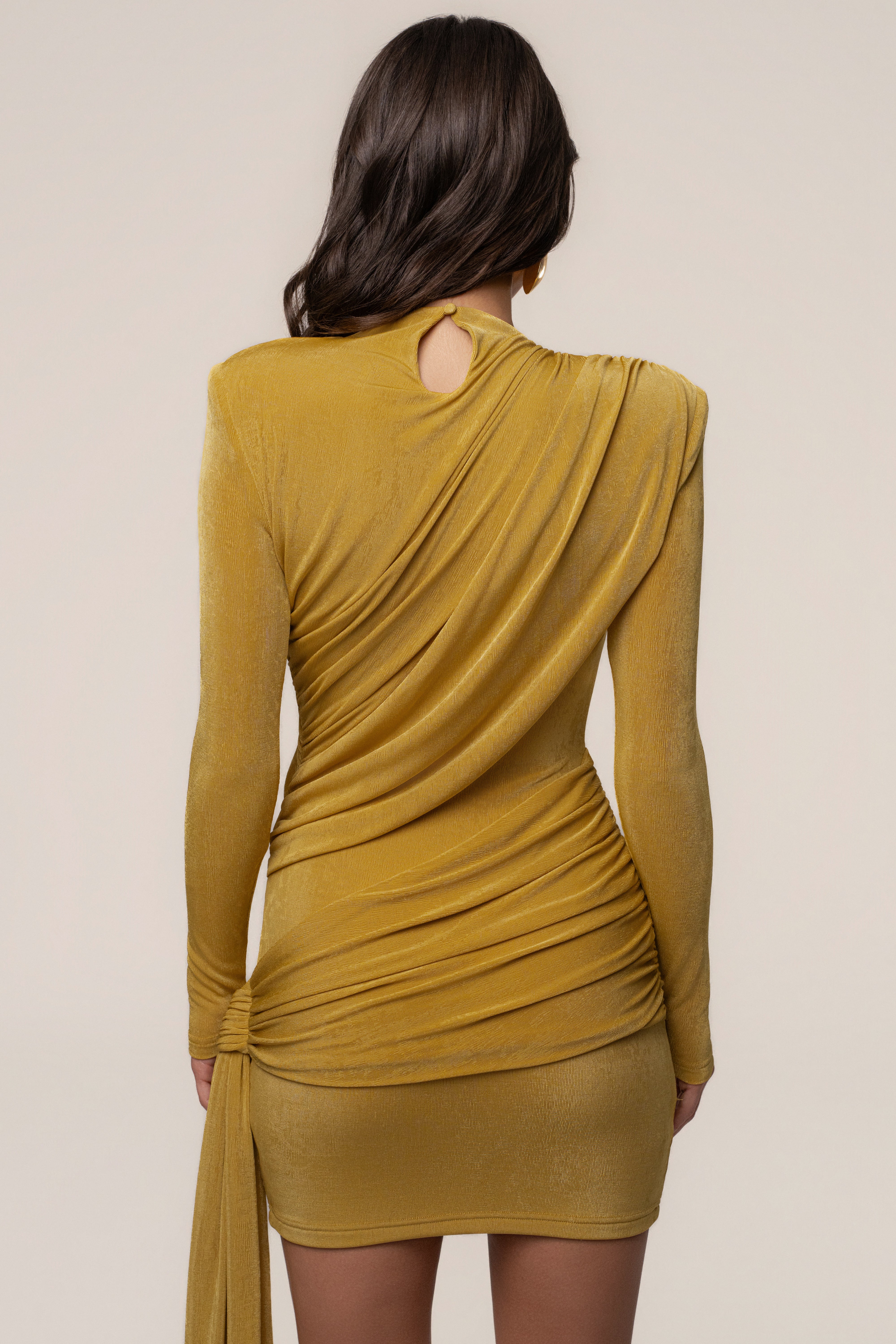 Yellow Moments Draped Mini Dress - JLUXLABEL