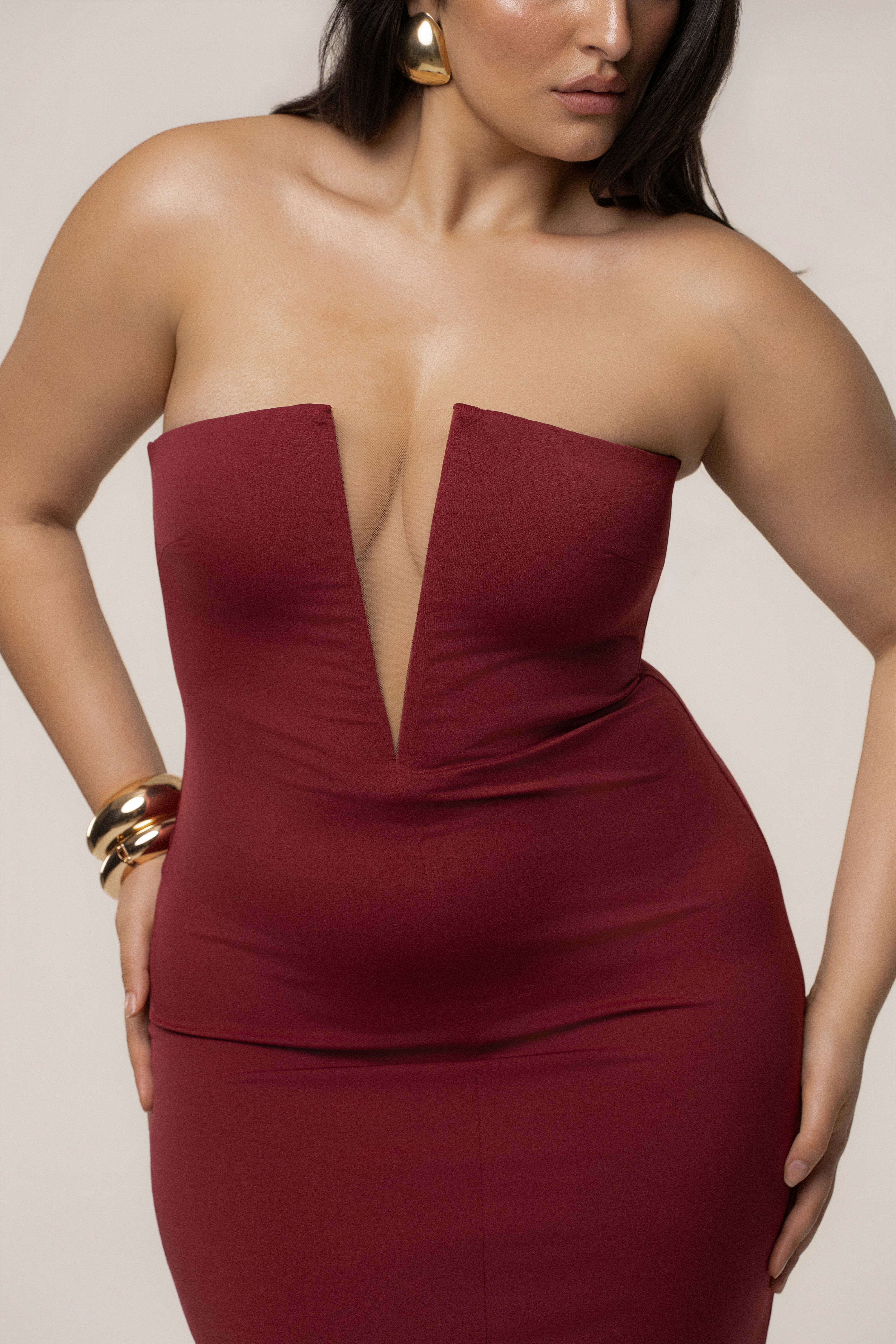 Burgundy Midnight Illusion Maxi Gown - JLUXLABEL