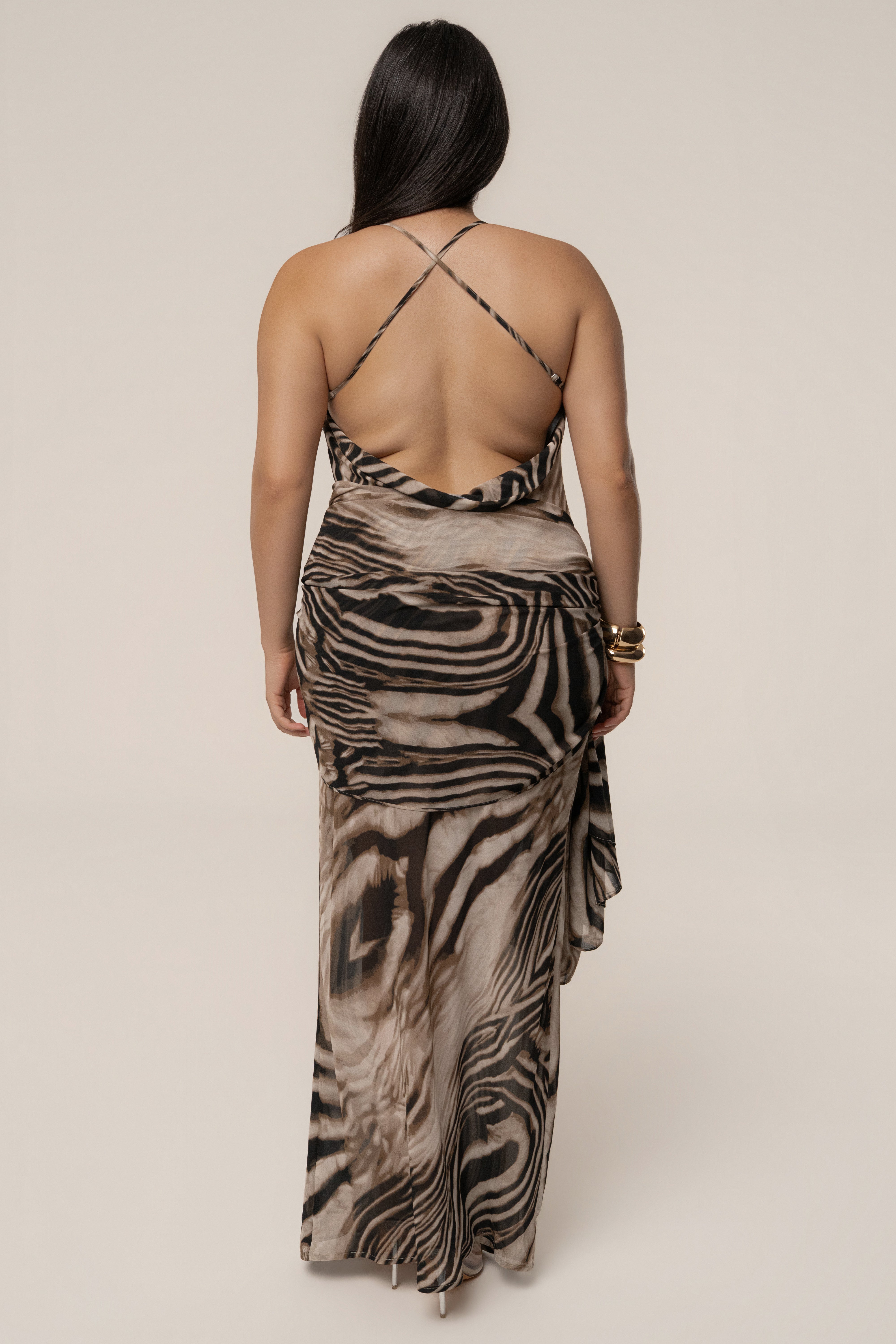 Brown Zebra Print Infinite Journey Maxi Dress - JLUXLABEL