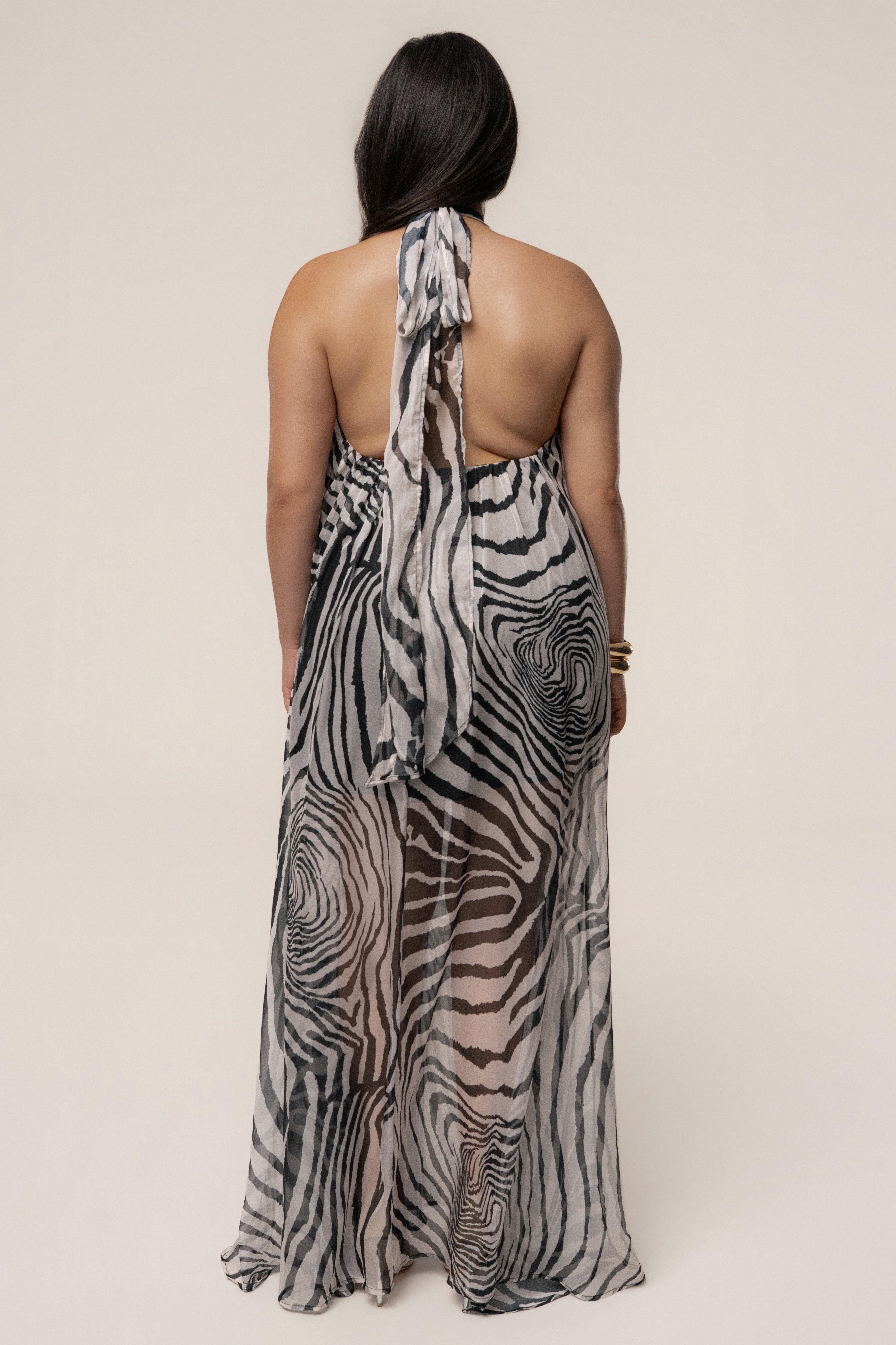 PRE-ORDER Zebra Print Jolene Halter Dress - JLUXLABEL
