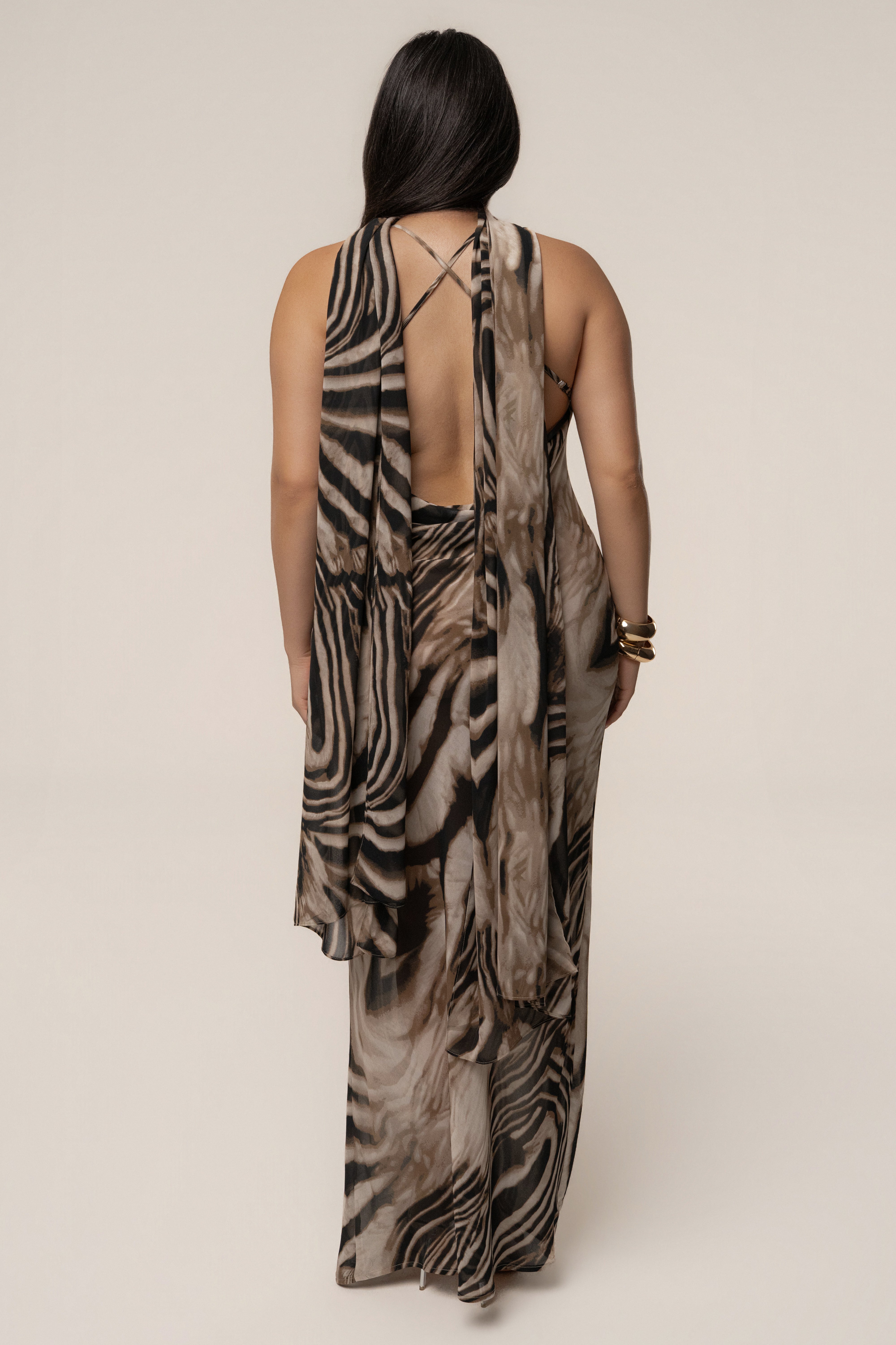 Brown Zebra Print Infinite Journey Maxi Dress - JLUXLABEL