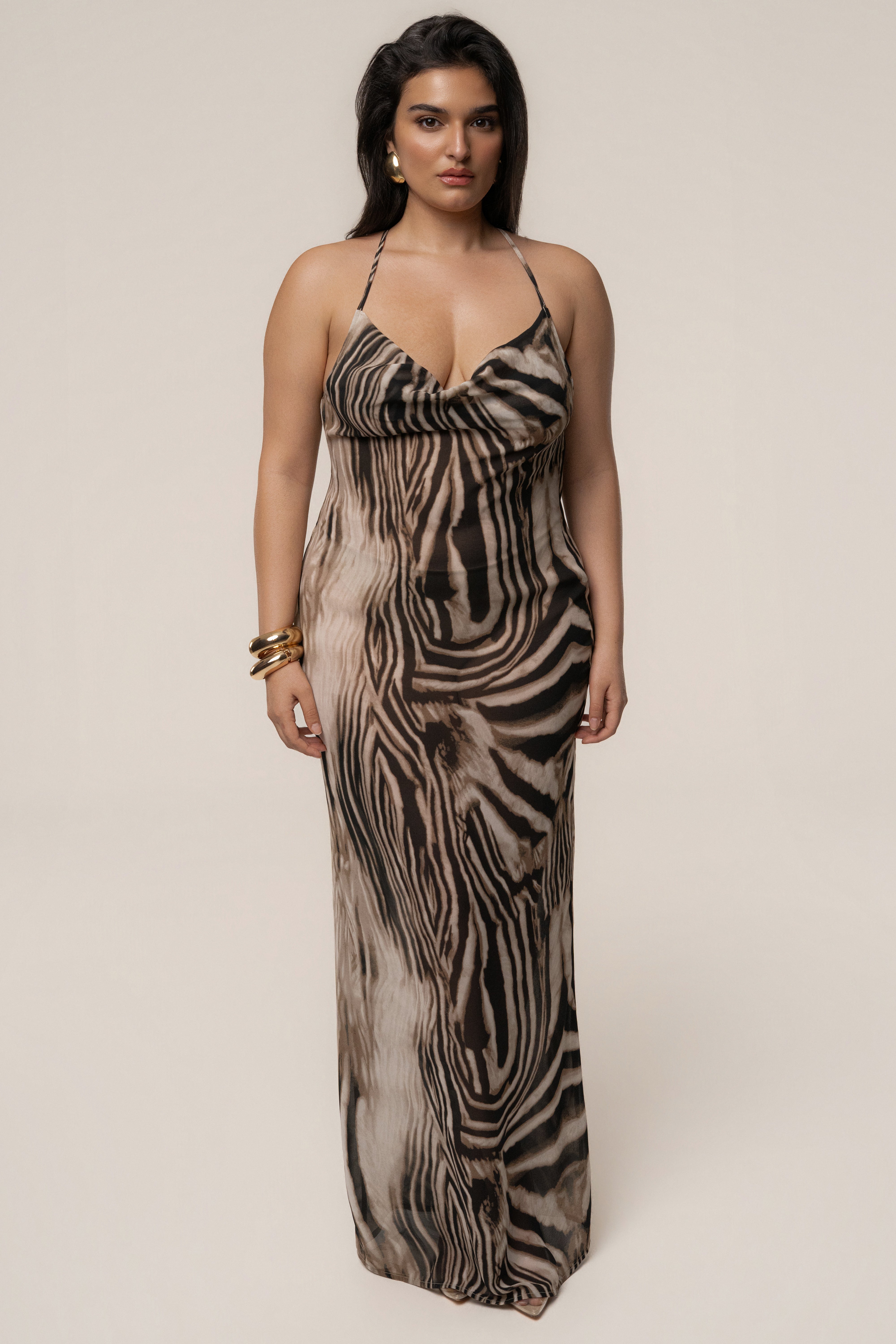 Brown Zebra Print Infinite Journey Maxi Dress - JLUXLABEL