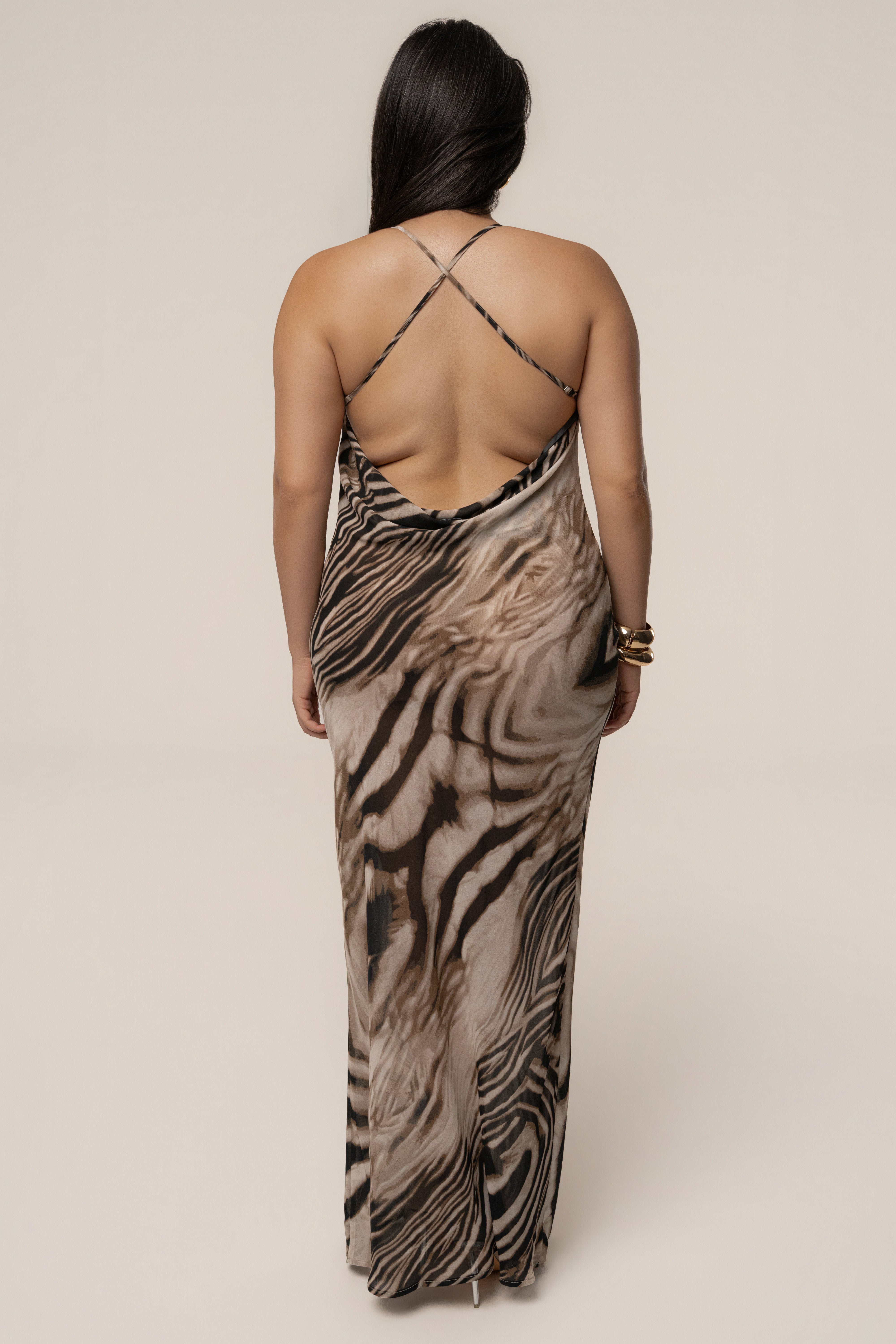 Brown Zebra Print Infinite Journey Maxi Dress - JLUXLABEL