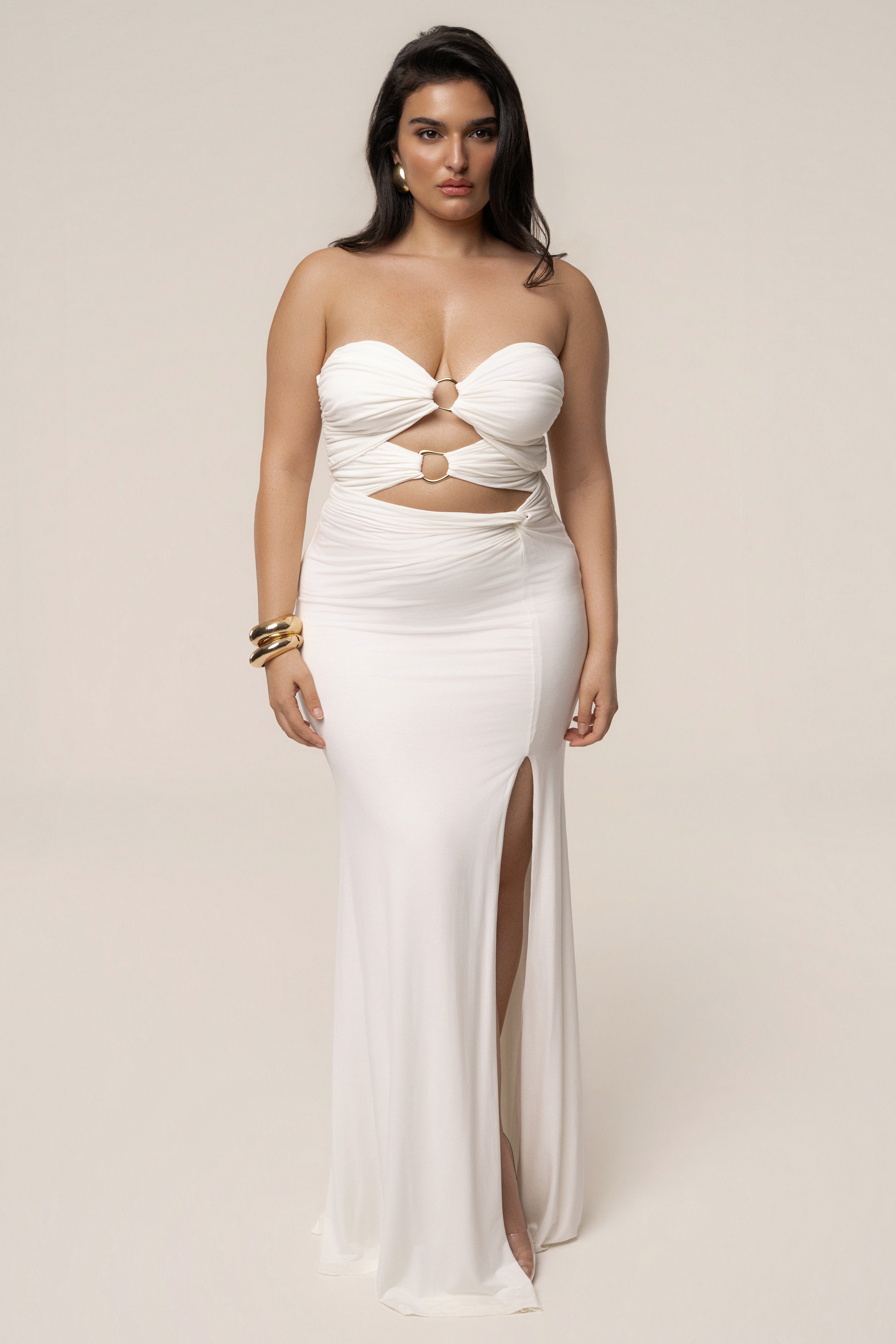 Ivory Athena Cutout Maxi Dress - JLUXLABEL
