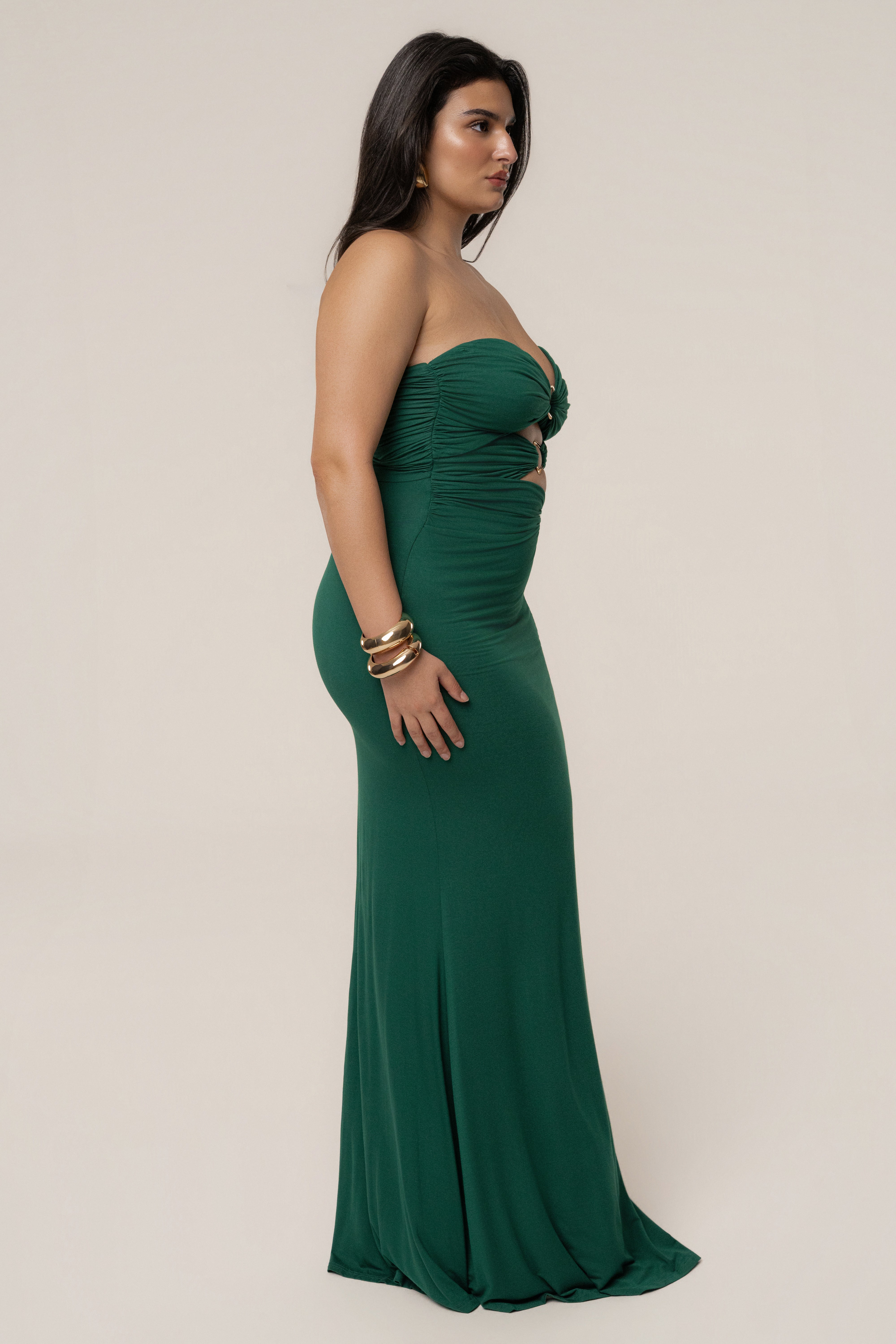 Green Athena Cutout Maxi Dress - JLUXLABEL
