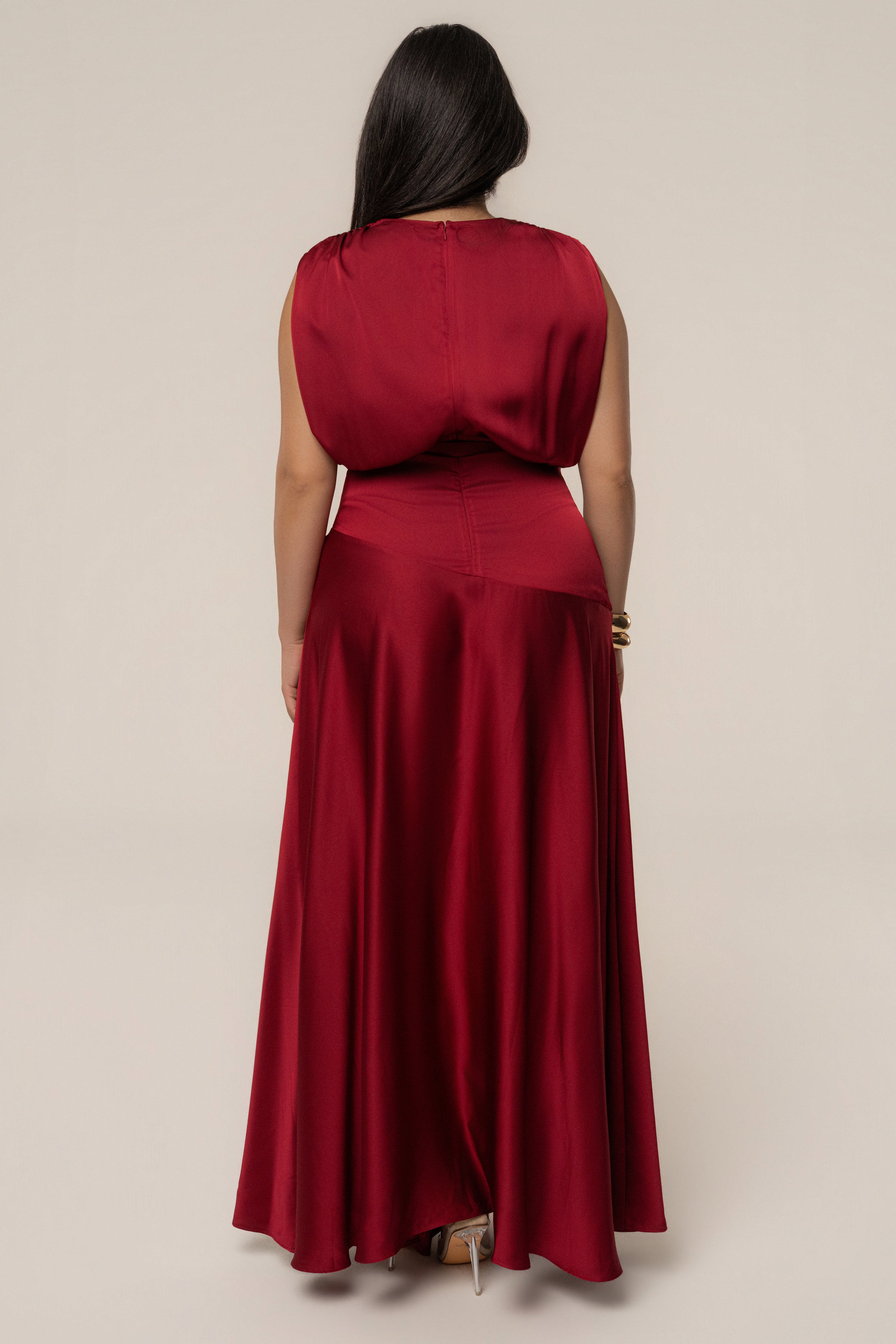Red Amalia Satin Maxi Dress - JLUXLABEL