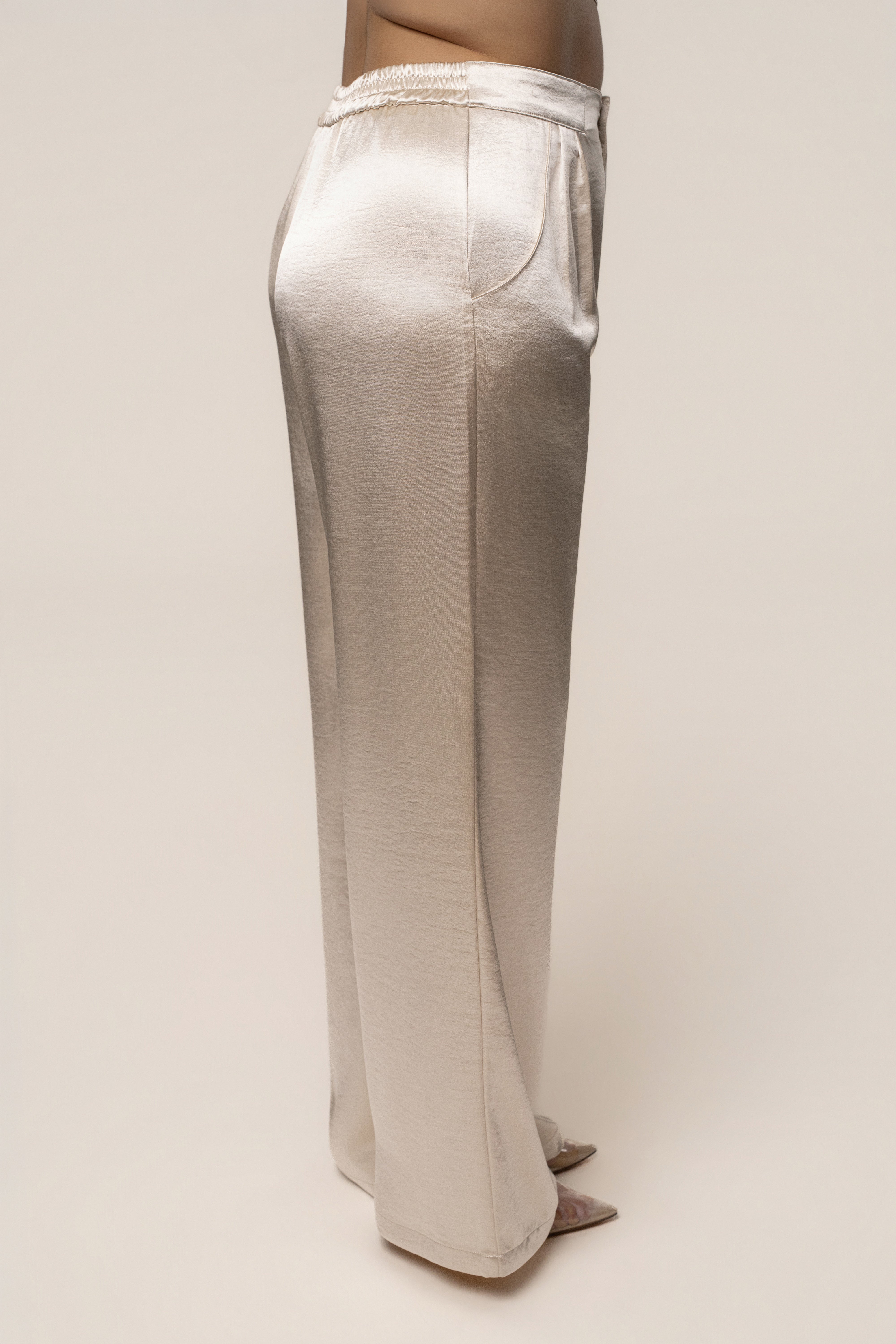 Ivory Thea Satin Pants - JLUXLABEL
