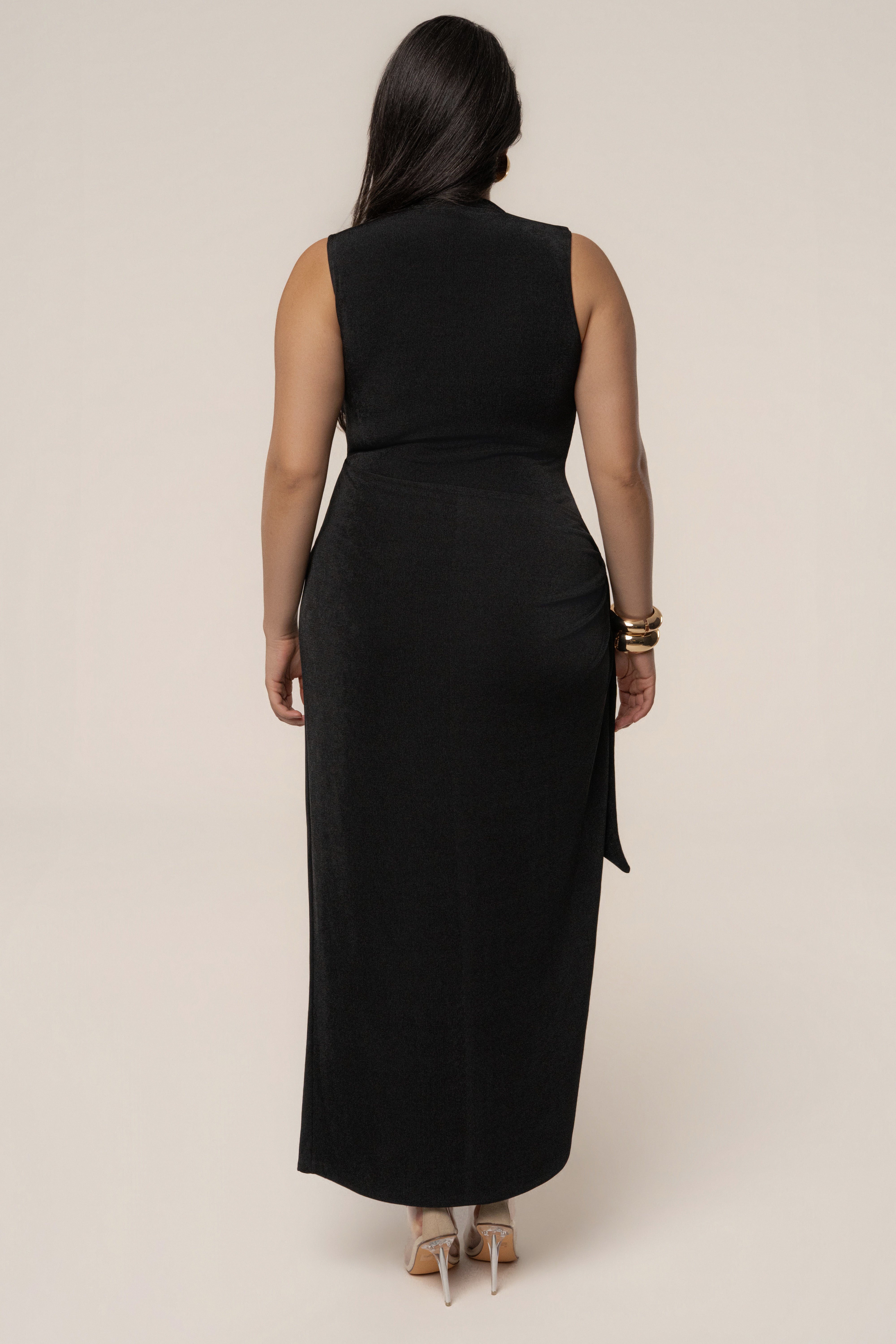 Black Aubree Midi Dress - JLUXLABEL