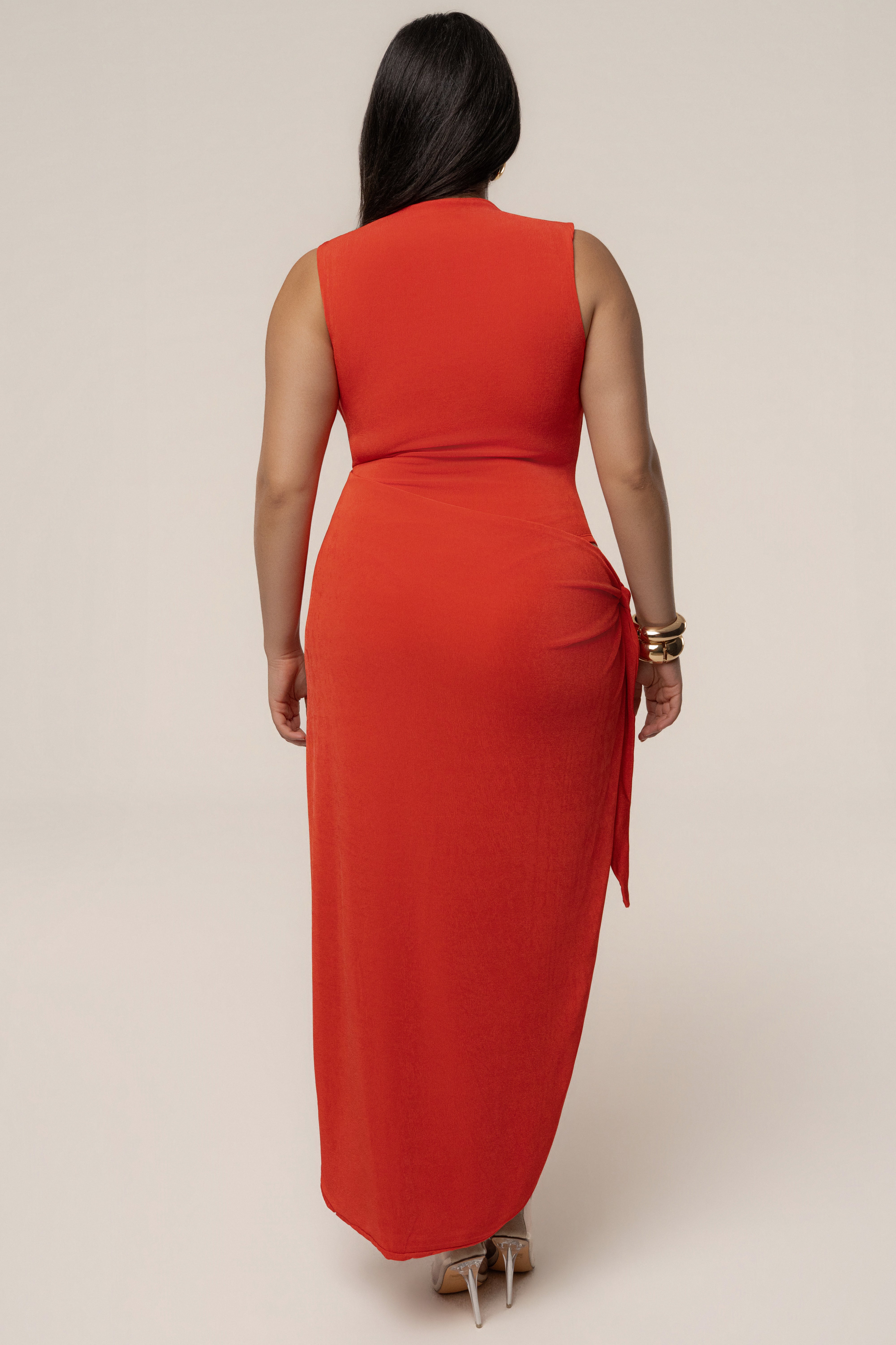 Orange Aubree Midi Dress - JLUXLABEL