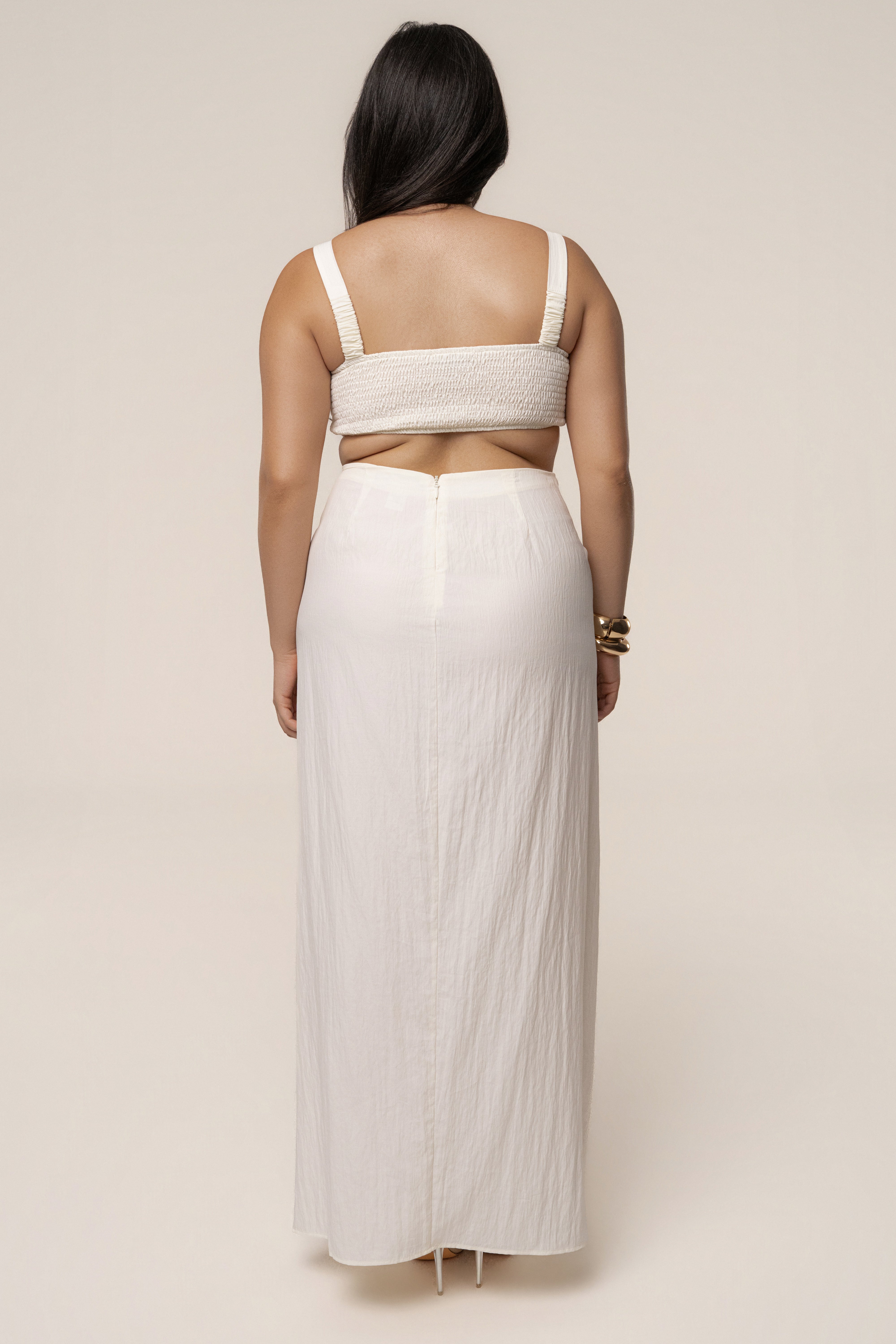 Ivory Flowing Elegance Maxi Skirt - JLUXLABEL