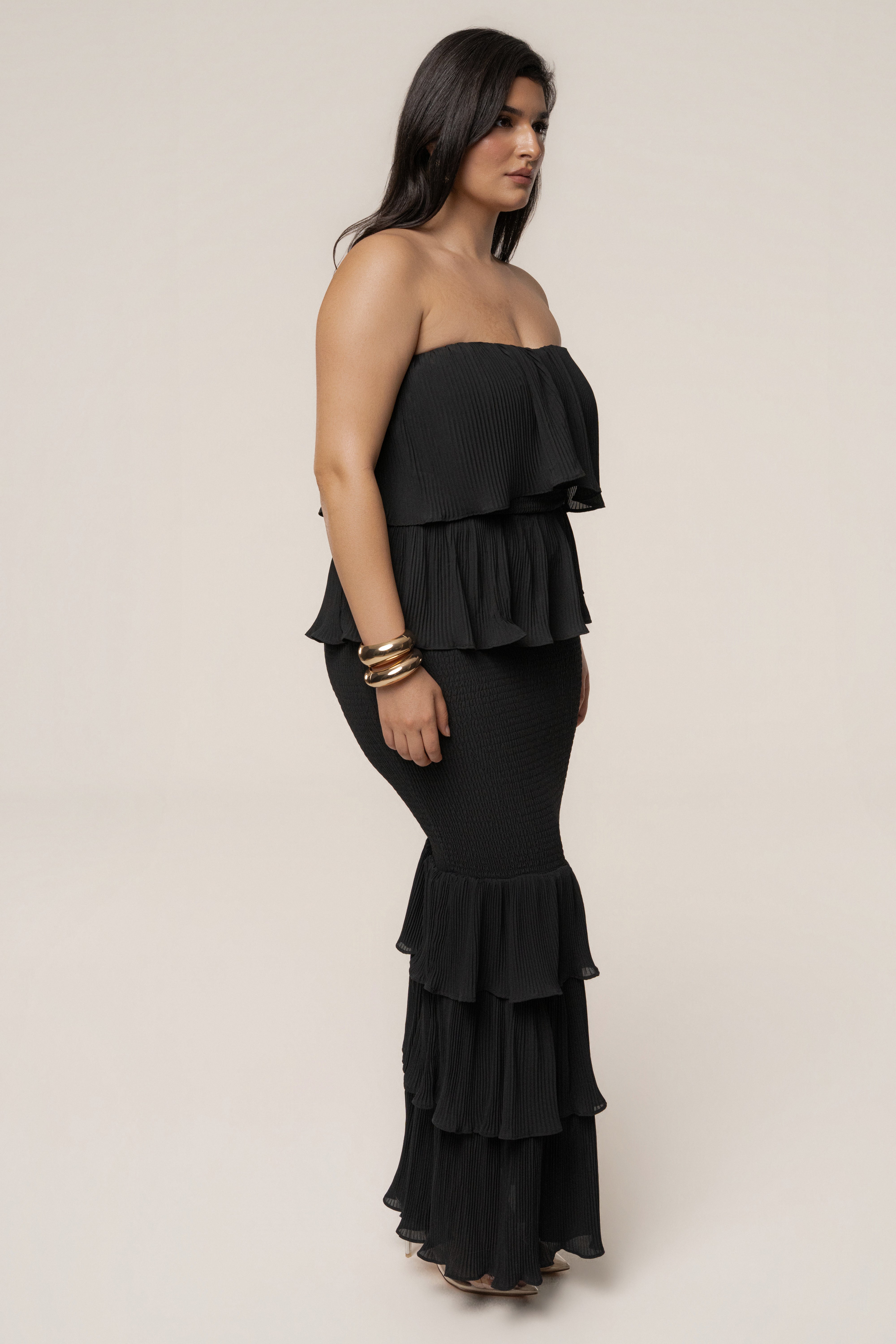Black Casa Blanca Ruffle Dress - JLUXLABEL