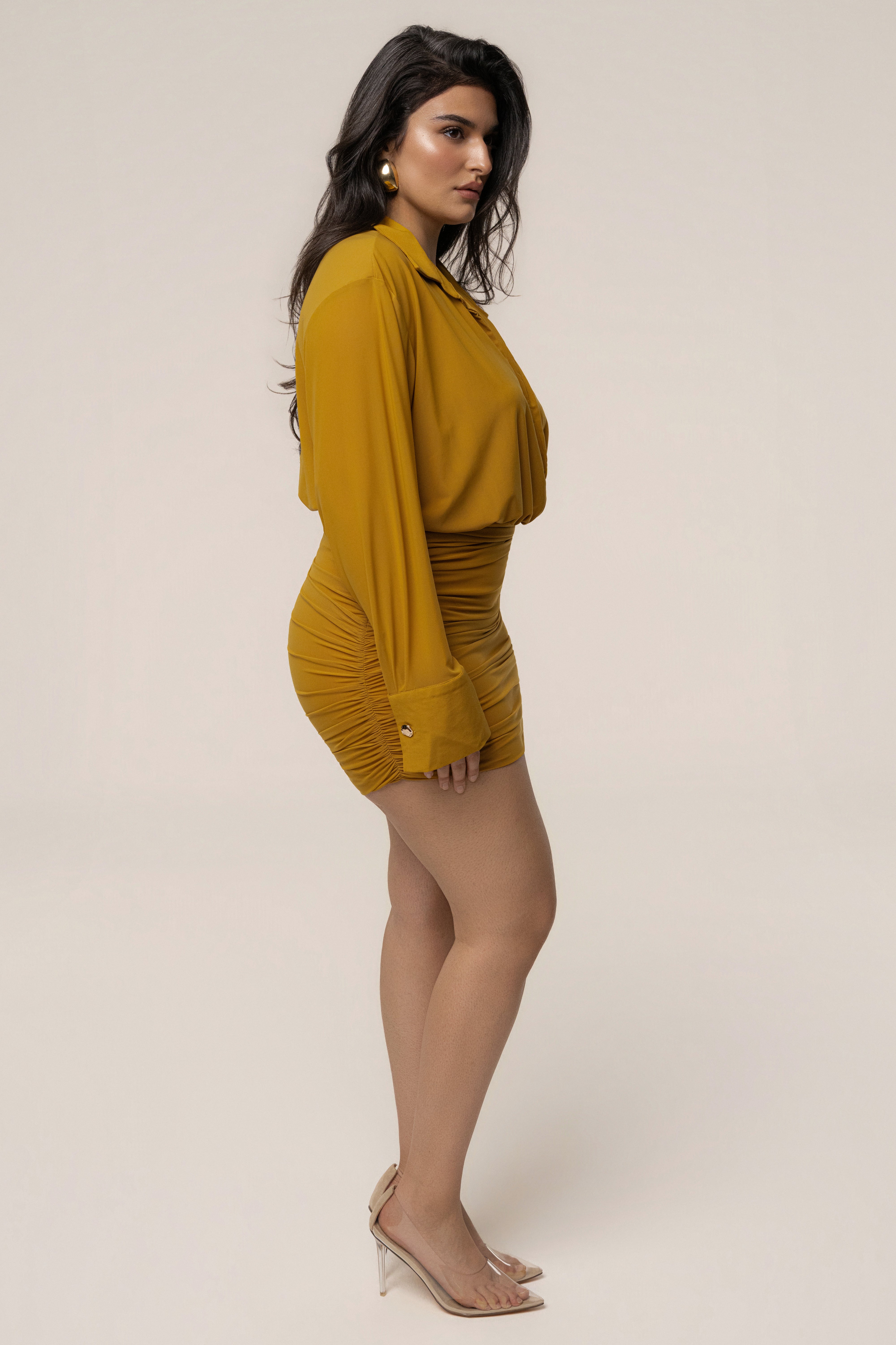 Lime Leah Plunge Mini Dress - JLUXLABEL