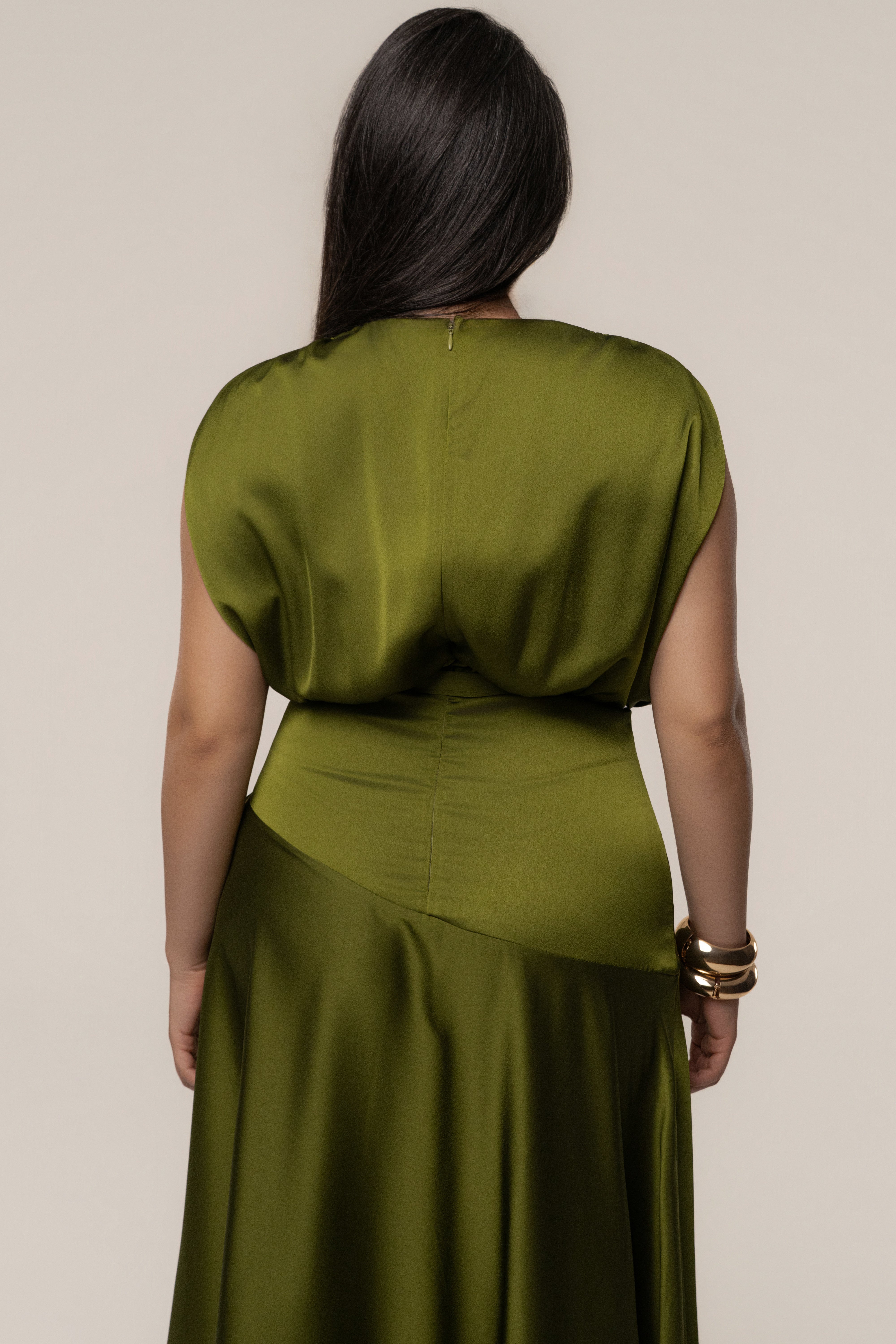 Olive Amalia Satin Maxi Dress - JLUXLABEL
