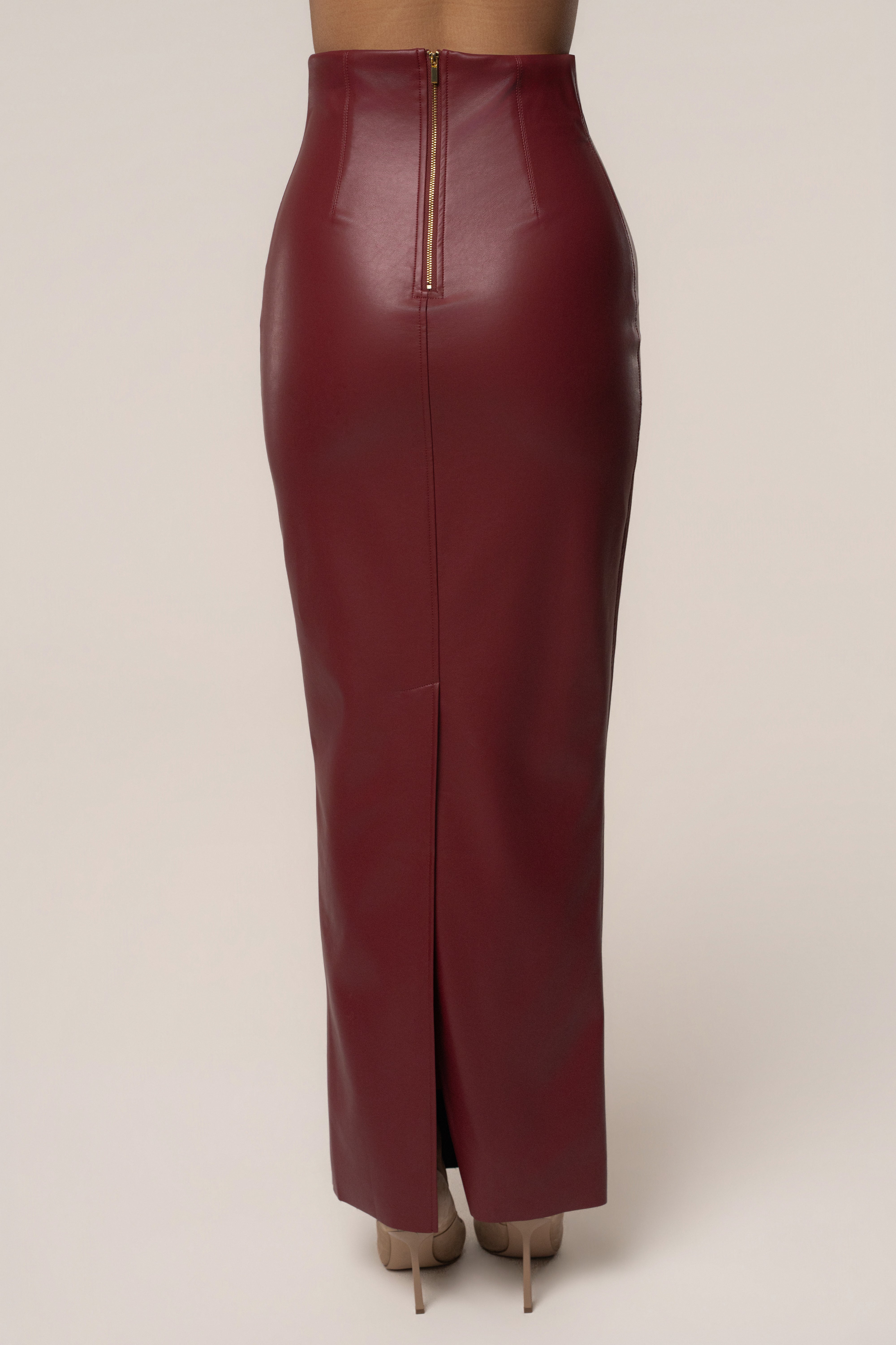 Burgundy Ace PU Leather Skirt - JLUXLABEL