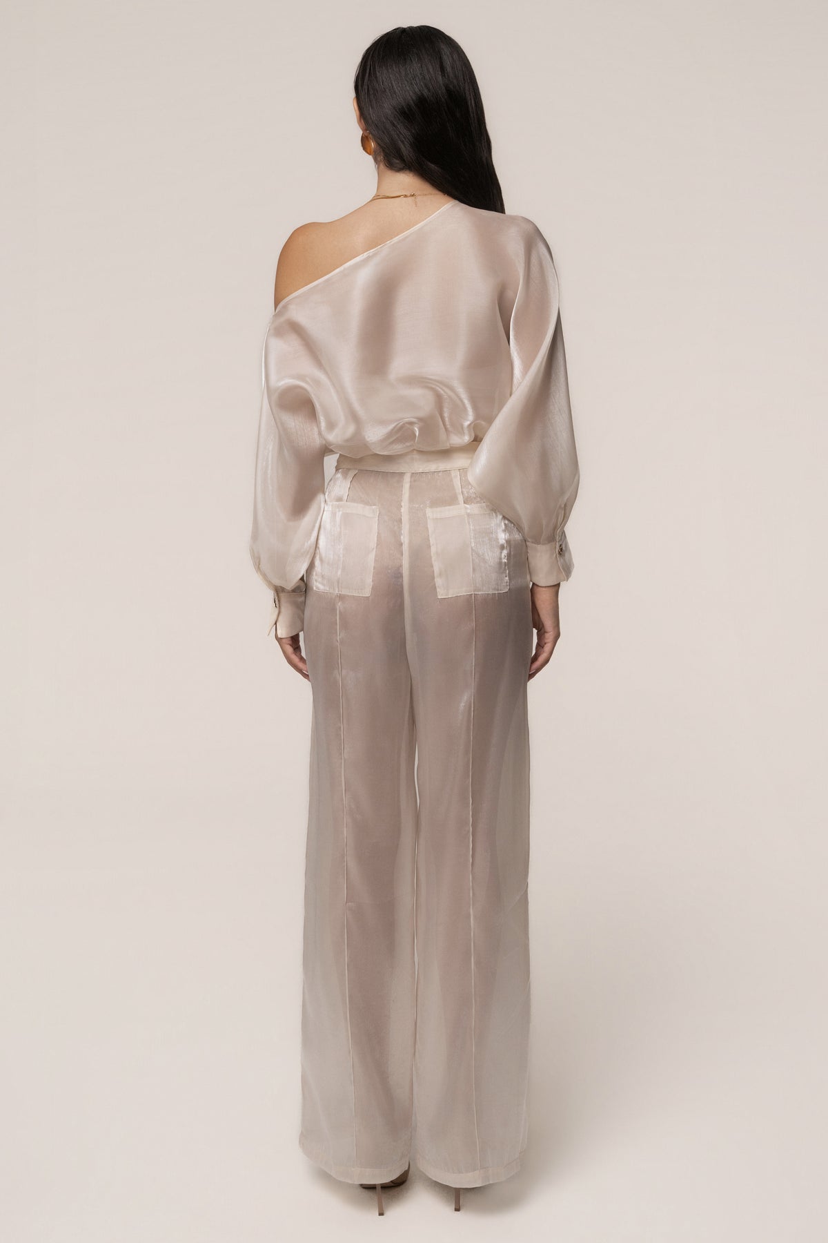 Cream Resort Glow Organza Bodysuit