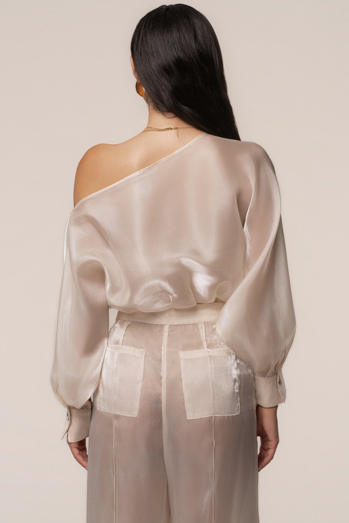 Cream Resort Glow Organza Bodysuit
