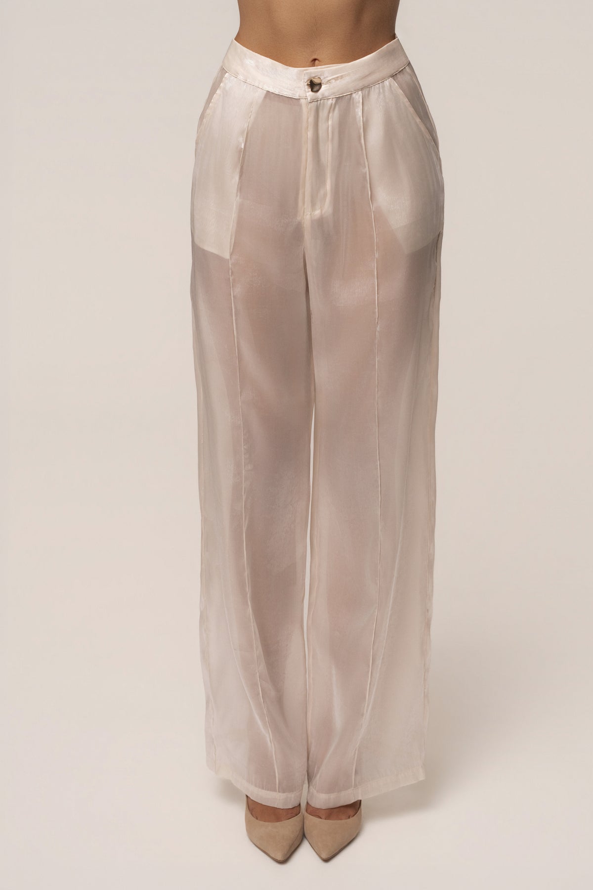Cream Resort Glow Organza Pants