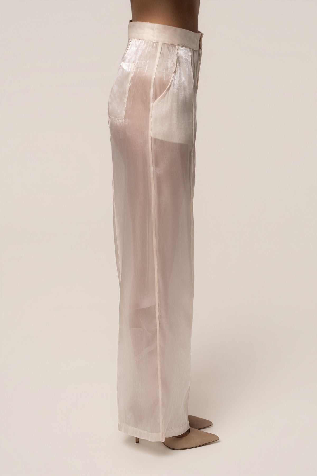 Cream Resort Glow Organza Pants