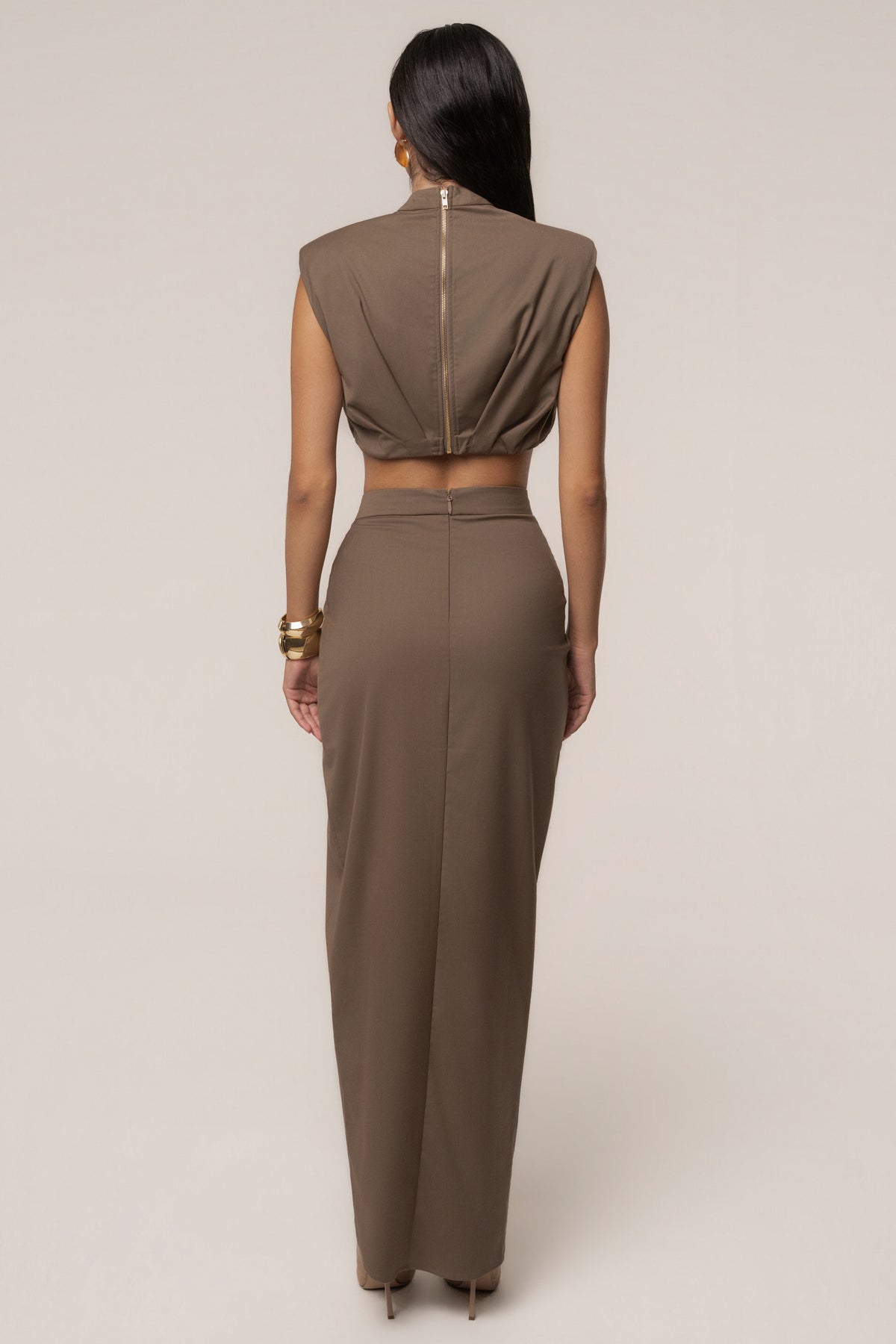 Taupe Inner Glow Slit Skirt
