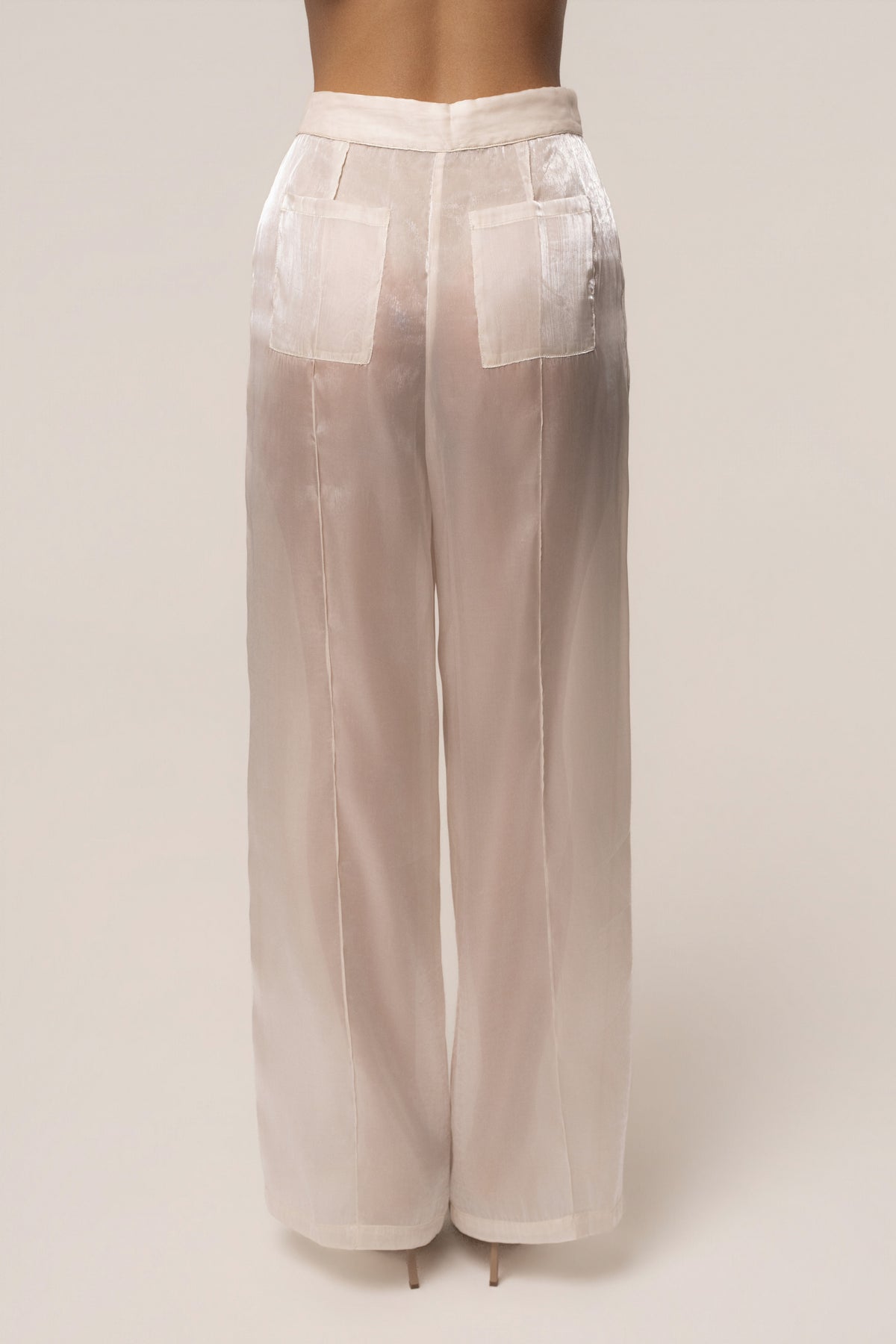 Cream Resort Glow Organza Pants