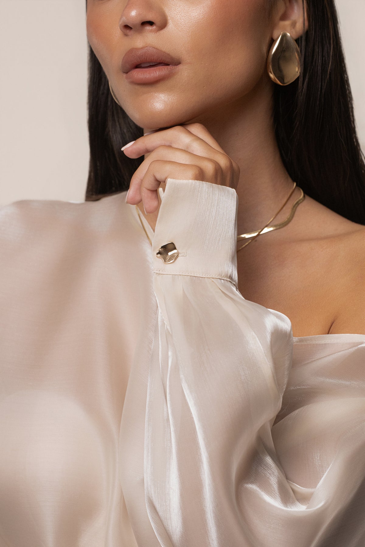Cream Resort Glow Organza Bodysuit