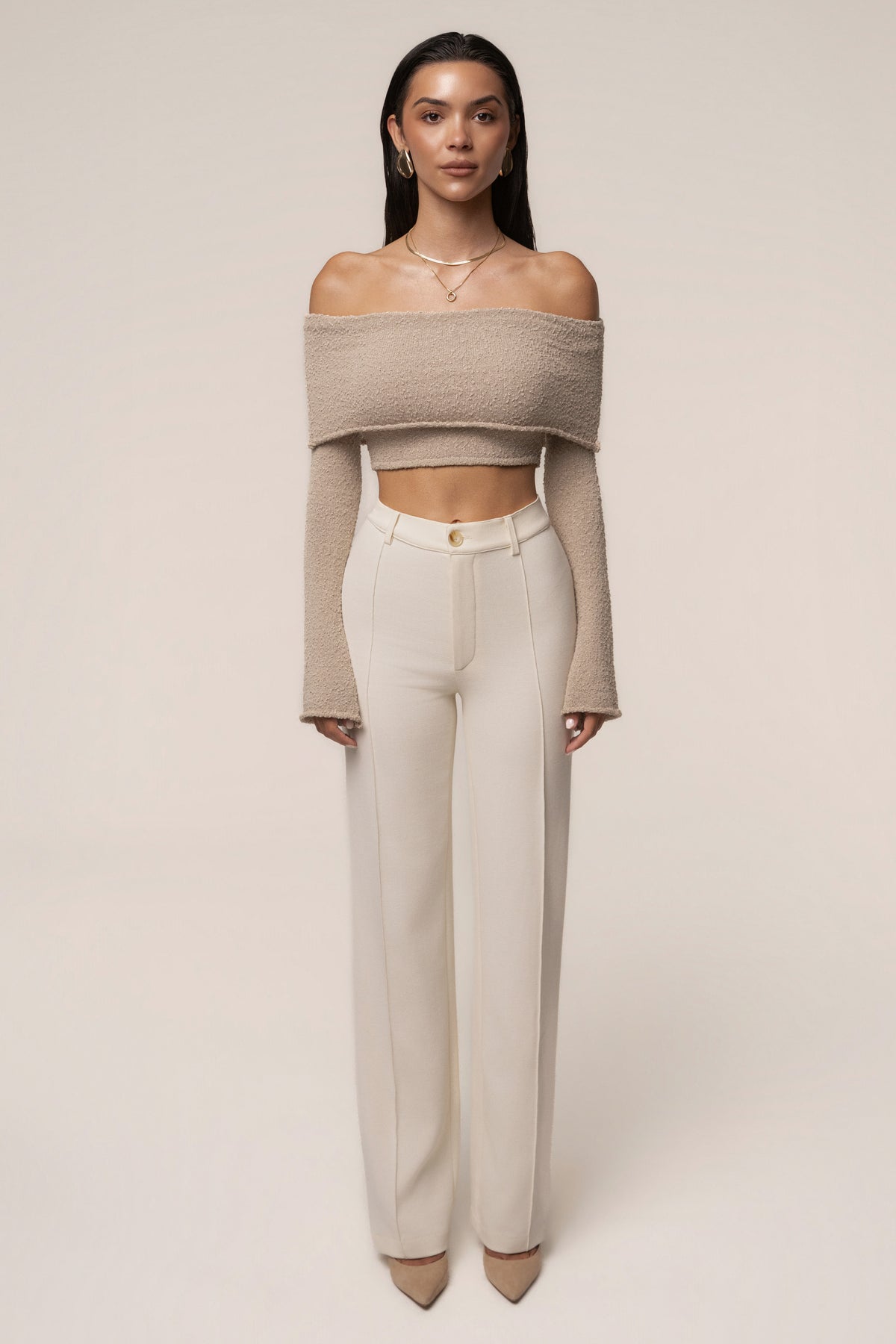 Taupe Soft Touch Knit Crop Top
