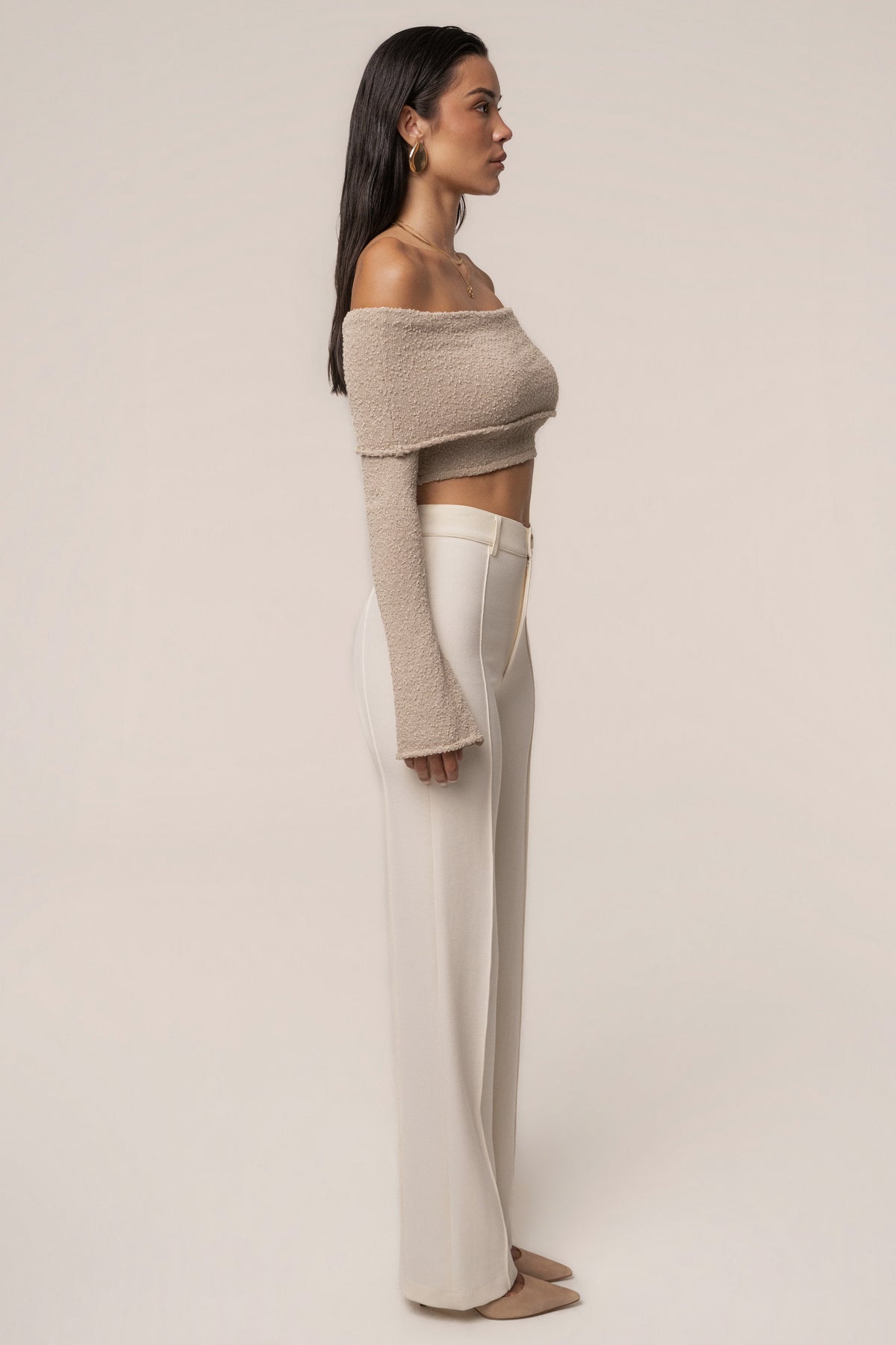Taupe Soft Touch Knit Crop Top