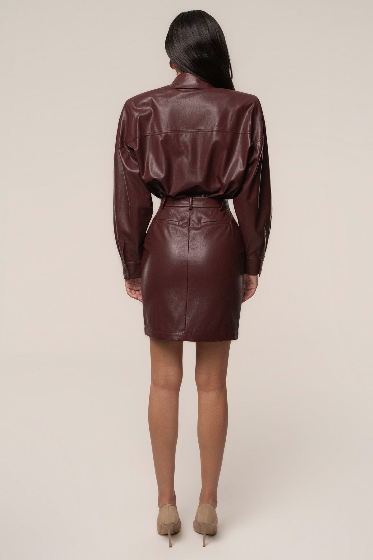 Burgundy Unstoppable PU Leather Bodysuit