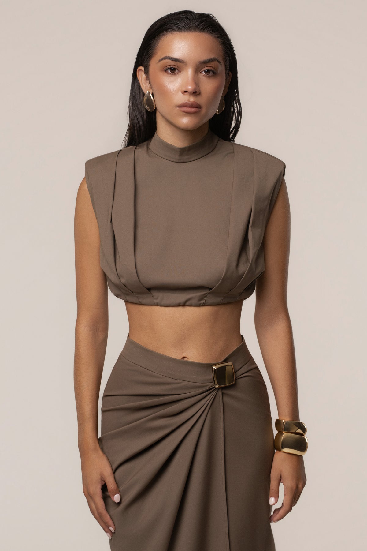 Taupe Inner Glow Slit Skirt