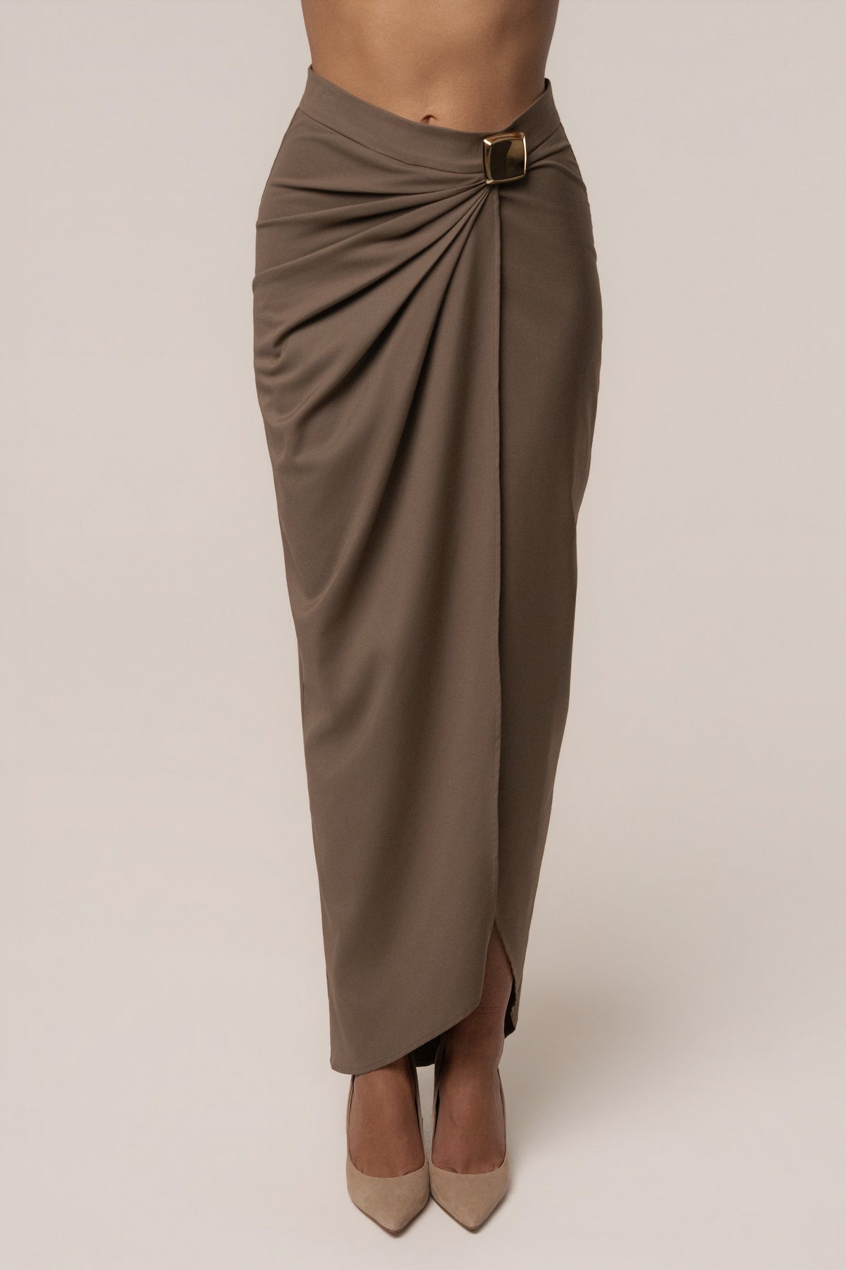 Taupe Inner Glow Slit Skirt