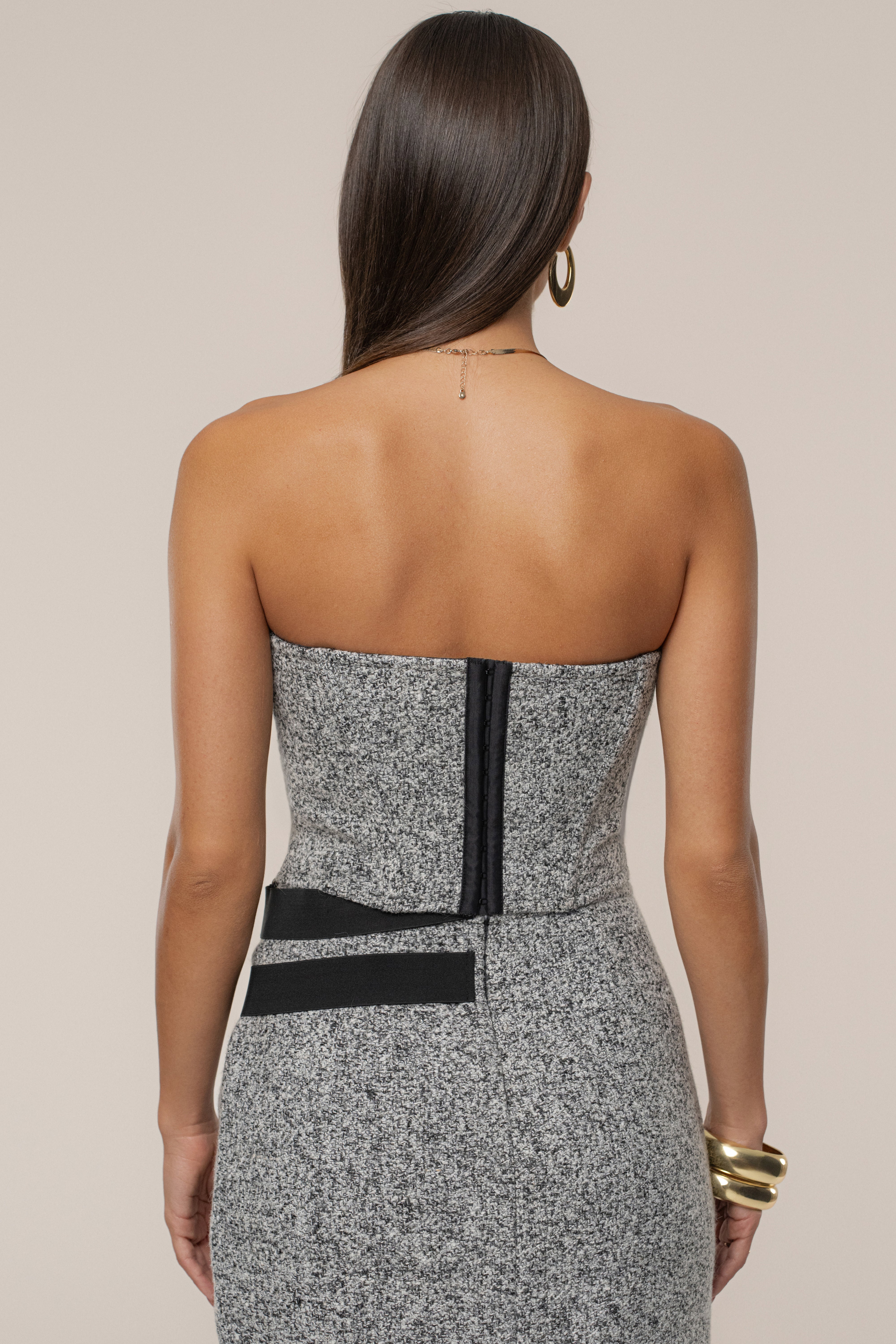 Lt. Grey All You Need Tweed Corset - JLUXLABEL