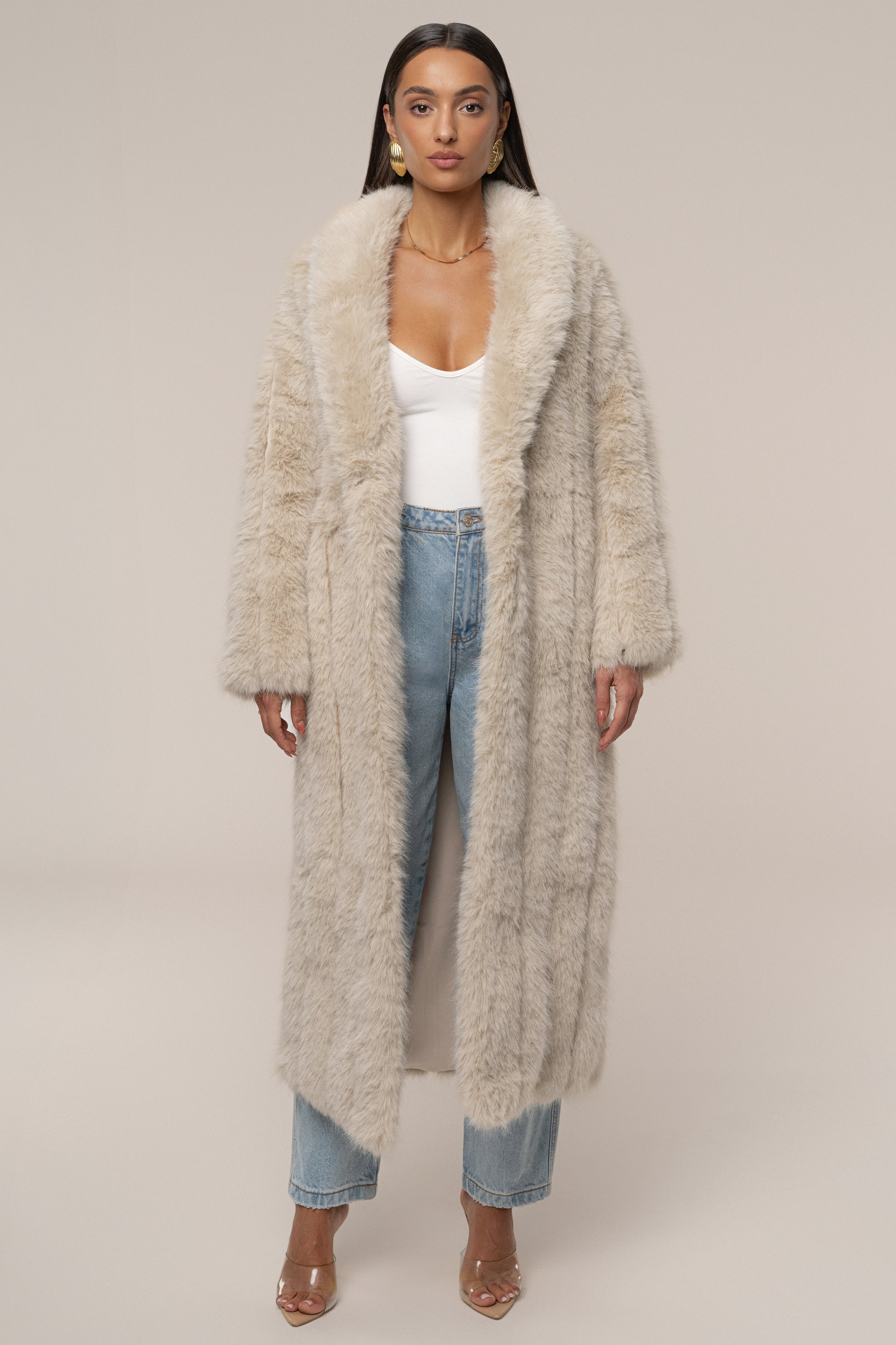 Beige Manhattan Faux Fur Coat - JLUXLABEL
