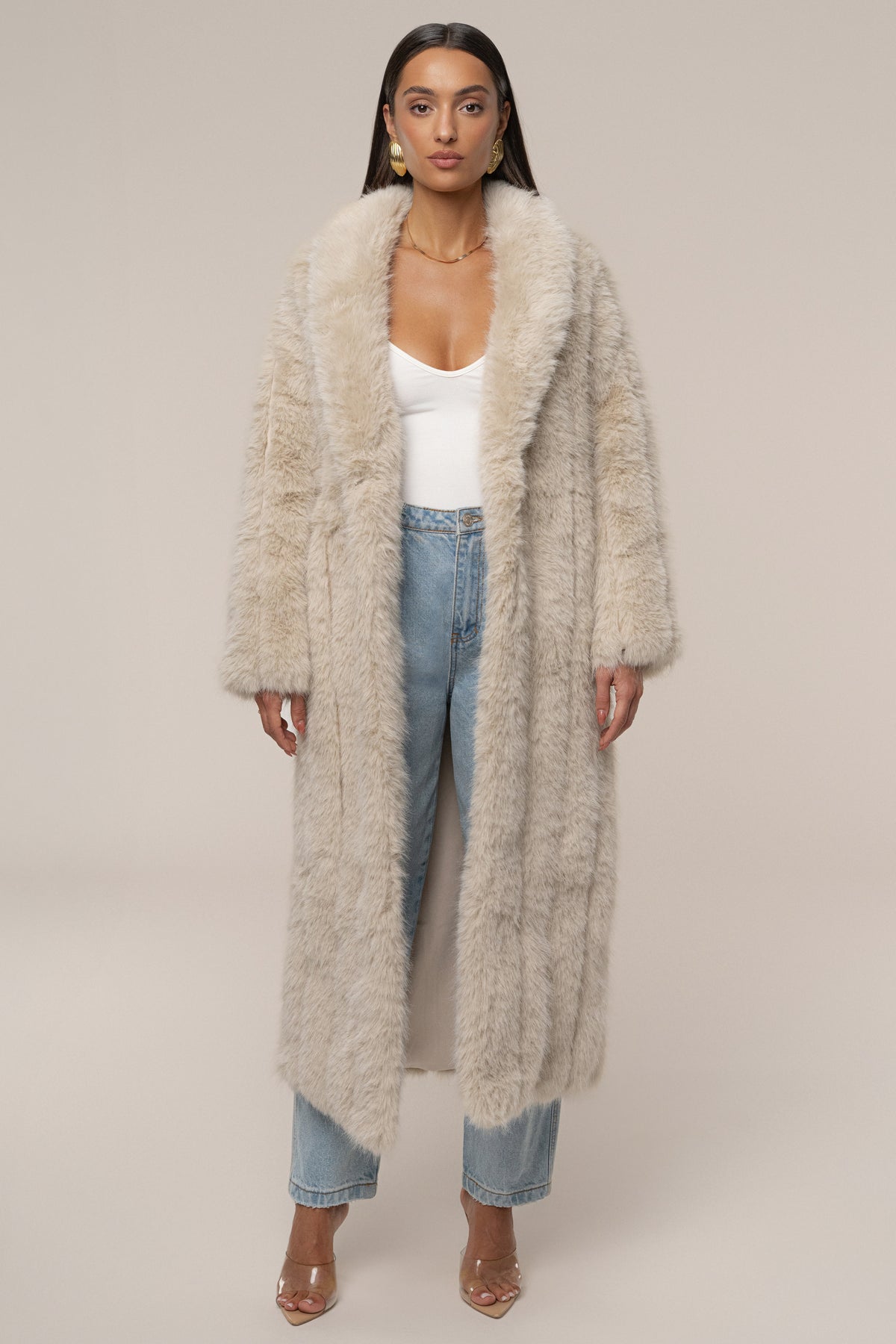 DIANTE PREMIUM ECO FUR HOODIE COAT IVO