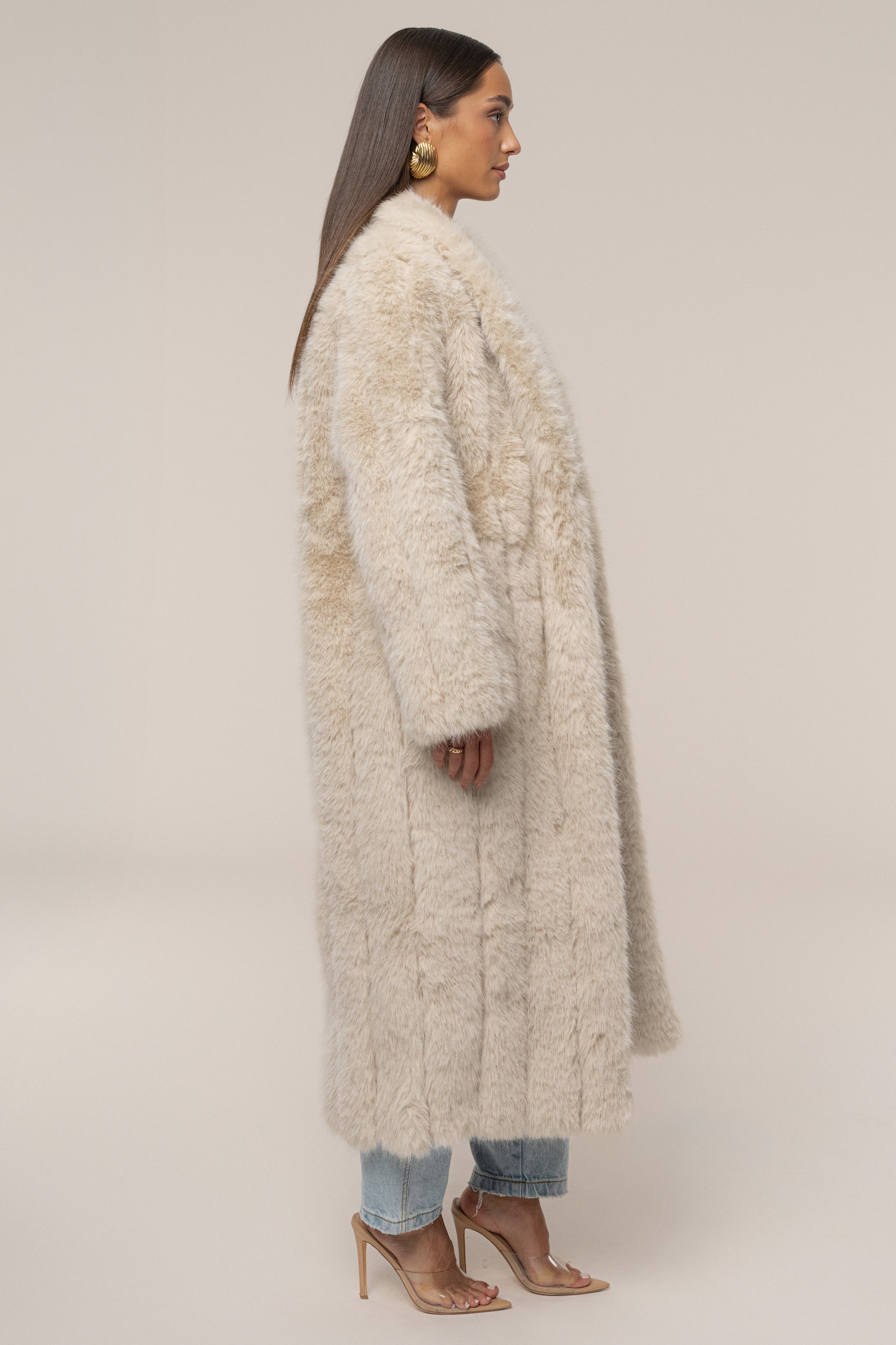 Beige Manhattan Faux Fur Coat - JLUXLABEL