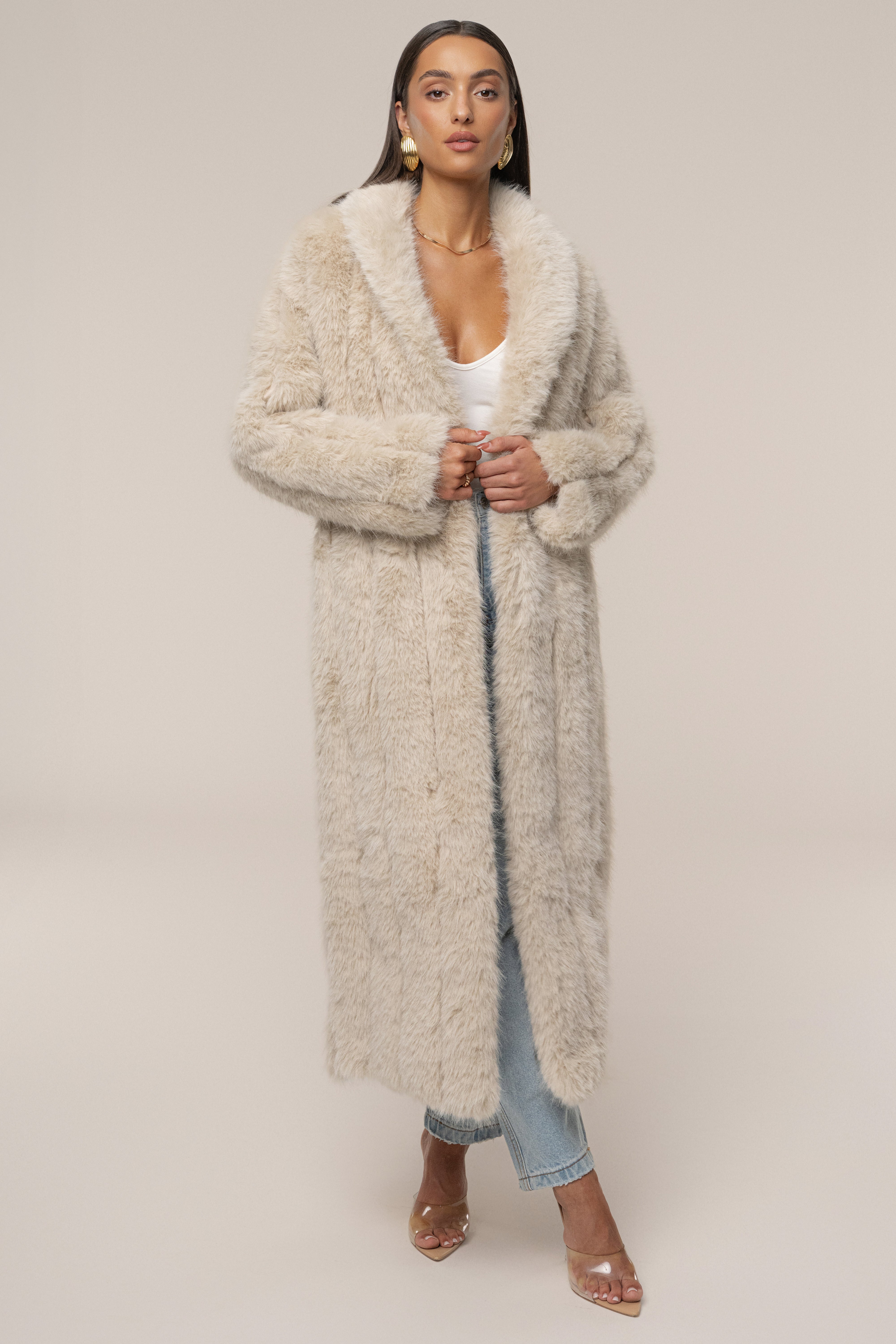 Beige Manhattan Faux Fur Coat - JLUXLABEL